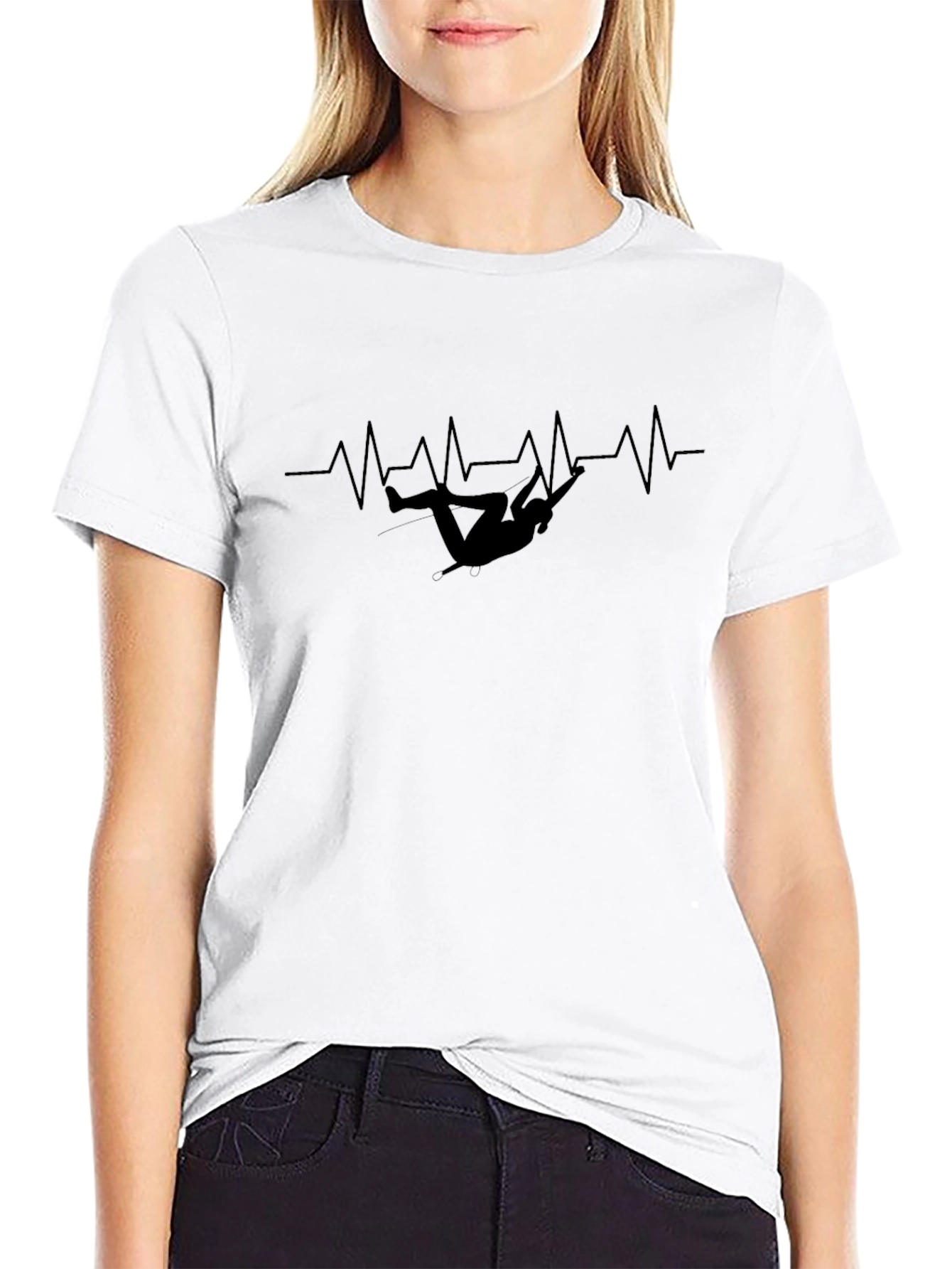 Climbing Heartbeat T-Shirt - Black Graphic Tee