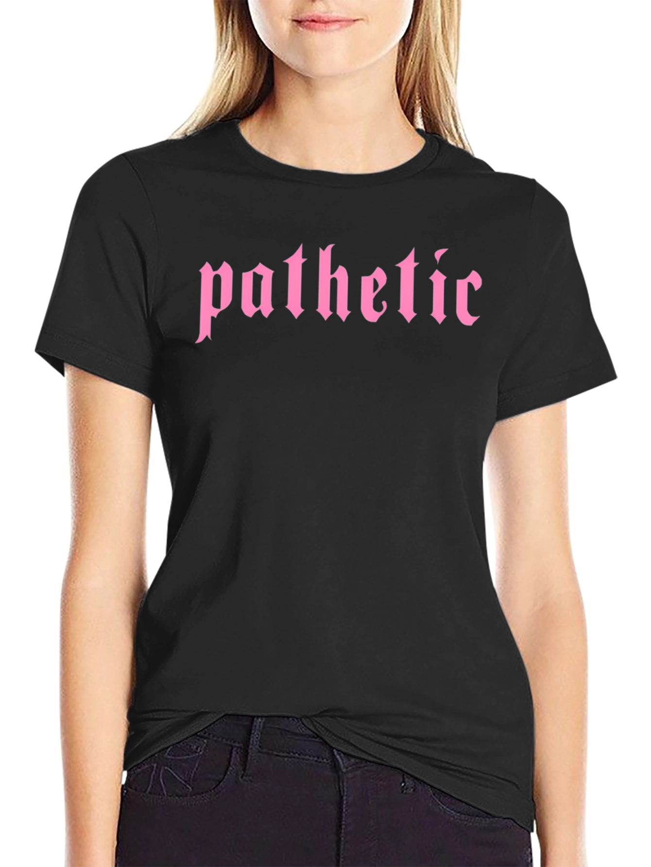 Pathetic T-Shirt - Gothic Pink Text Tee