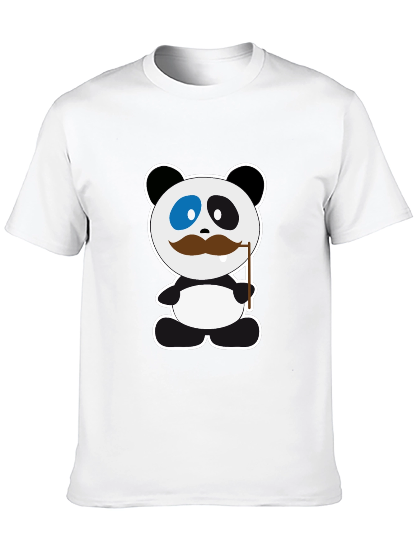 Funny Panda Mustache Black T-Shirt