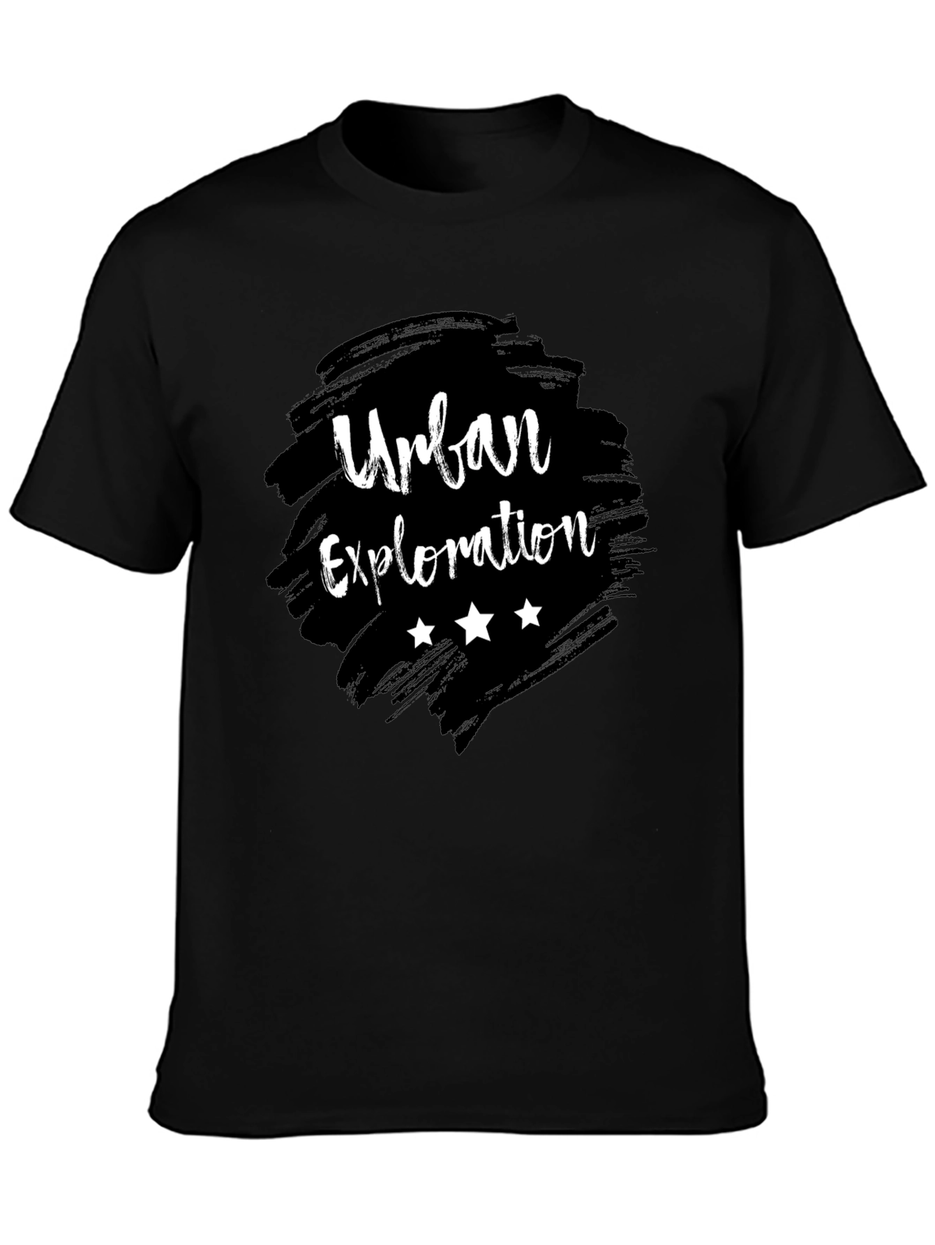Urban Exploration Graphic Tee - Black Cotton T-Shirt