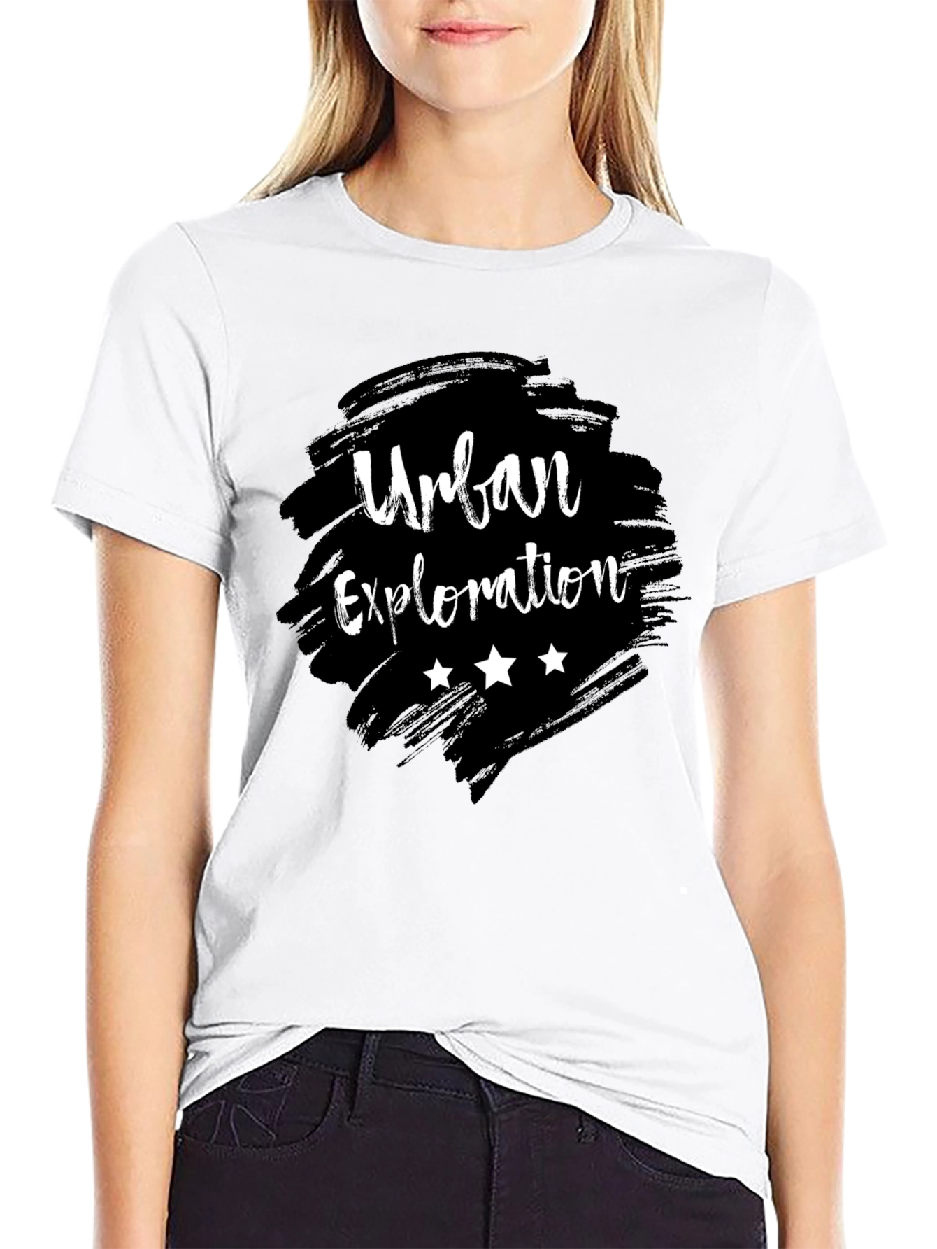 Urban Exploration Graphic Tee - Black Cotton T-Shirt