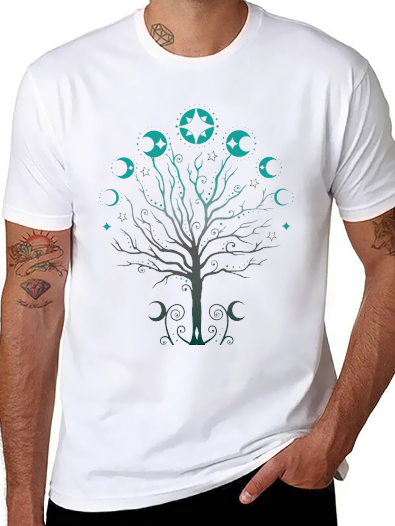 Mystic Moon Tree Black T-Shirt