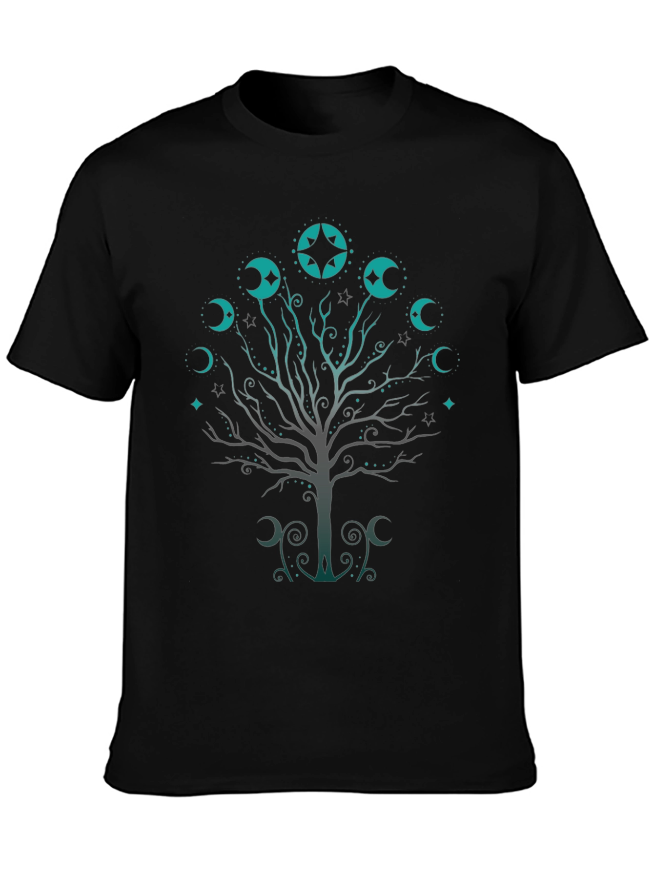 Mystic Moon Tree Black T-Shirt