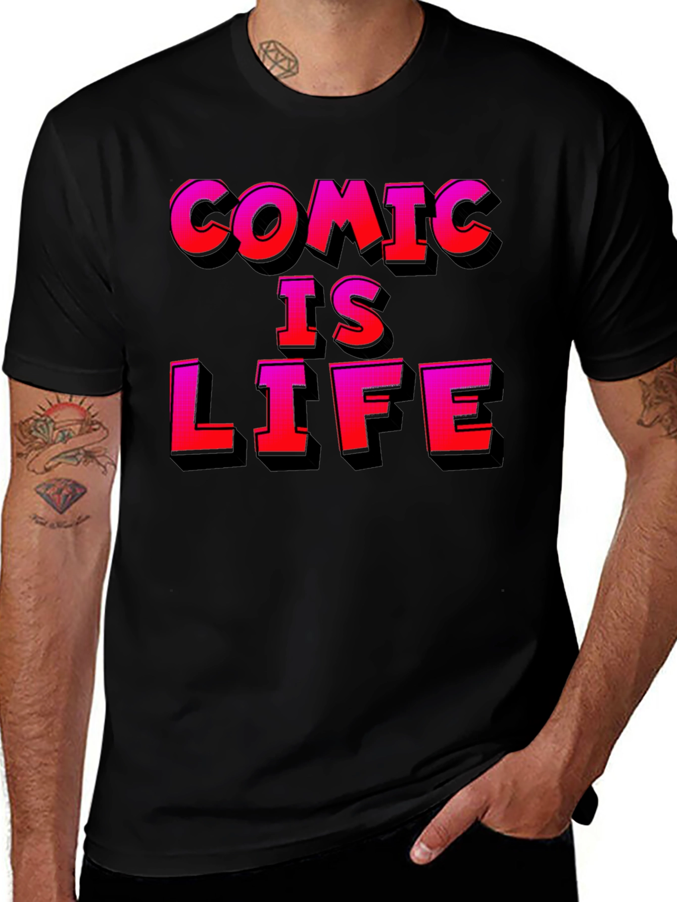 Comic Is Life Graphic T-Shirt - Black Cotton Tee