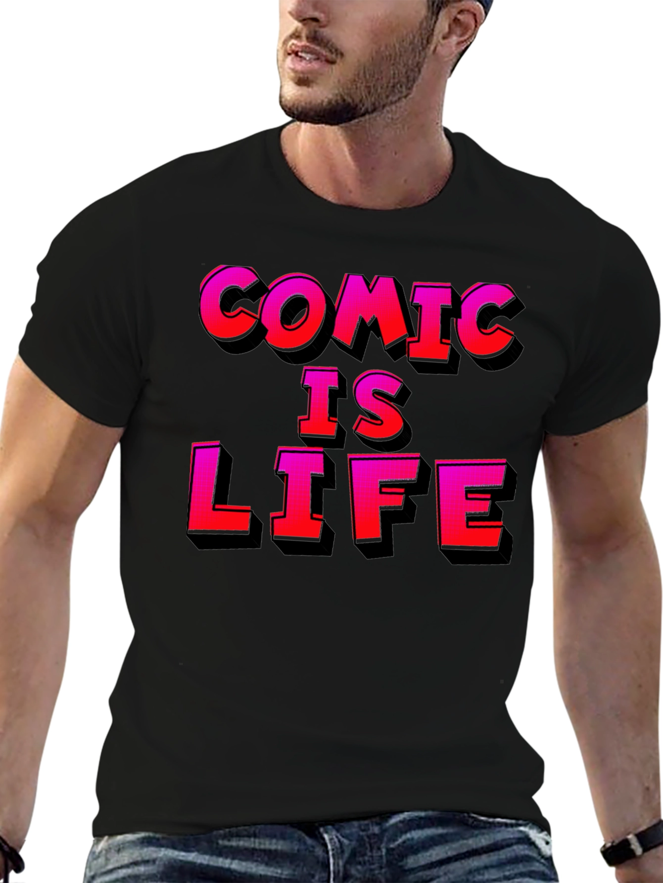 Comic Is Life Graphic T-Shirt - Black Cotton Tee