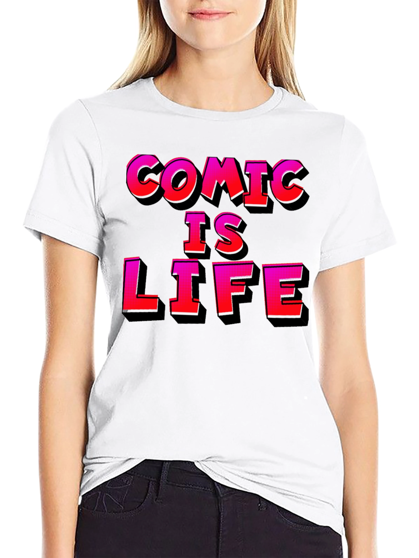Comic Is Life Graphic T-Shirt - Black Cotton Tee