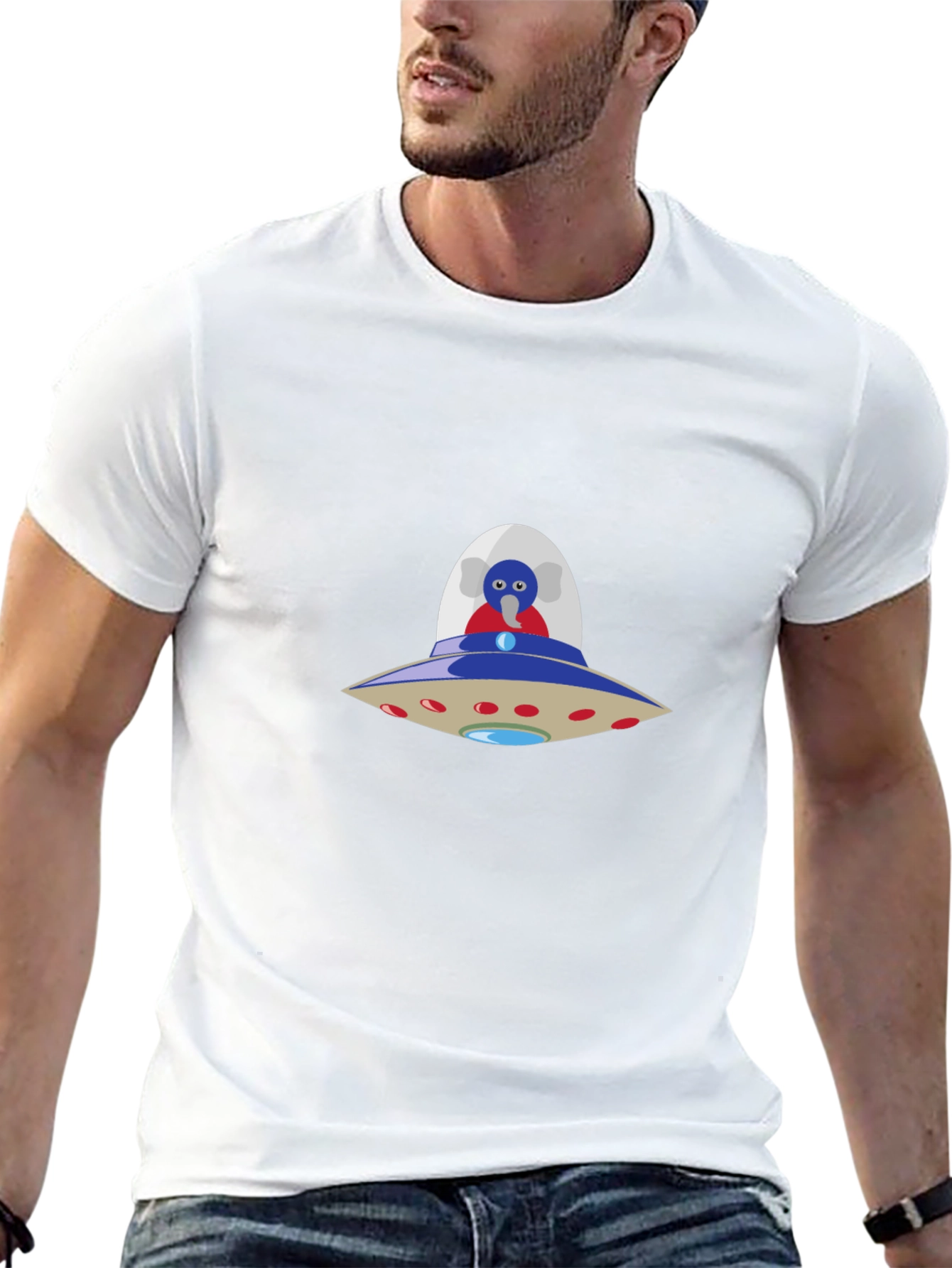 UFO Alien T-Shirt - Black Crew Neck