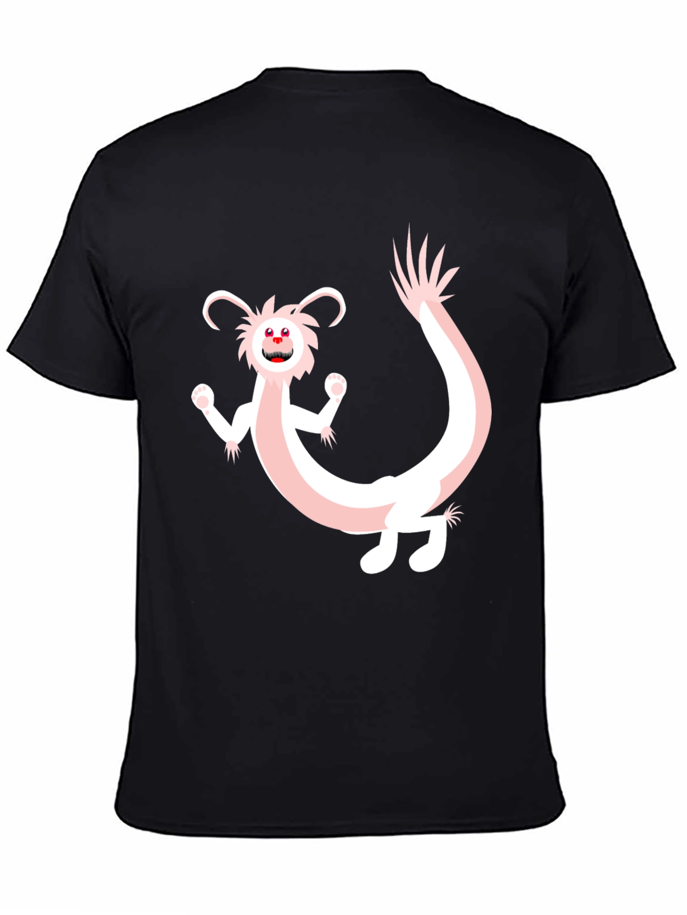 Fun Cartoon Dragon Graphic Tee - Black Cotton Blend