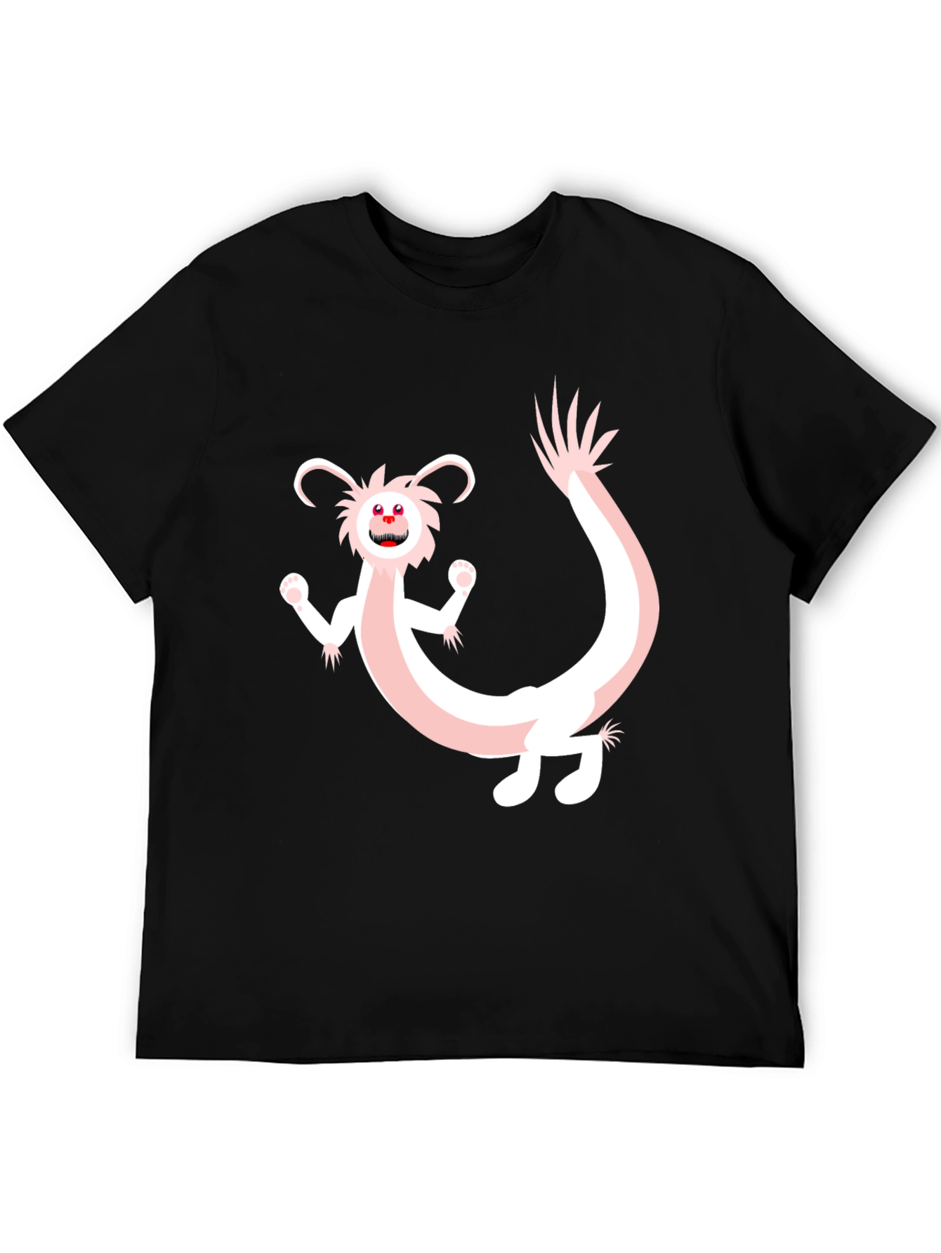 Fun Cartoon Dragon Graphic Tee - Black Cotton Blend