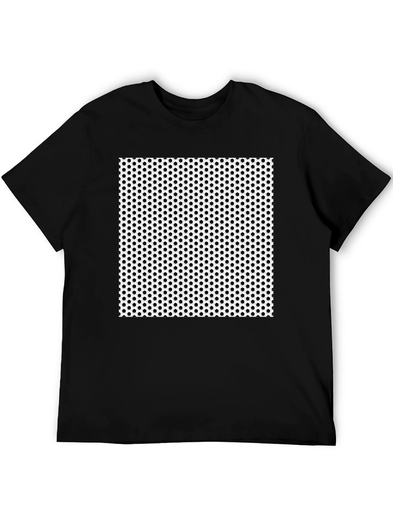 Black Tee with Geometric Dot Pattern