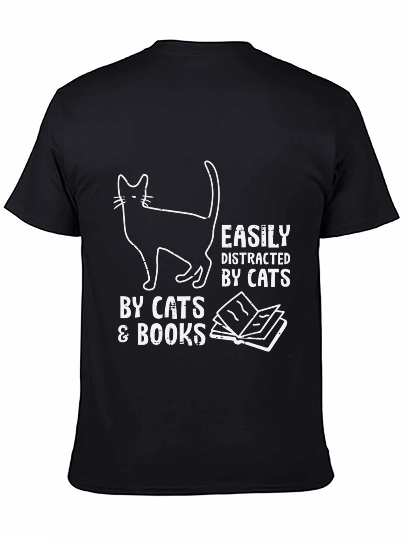Easily Distracted by Cats and Books T-Shirt
