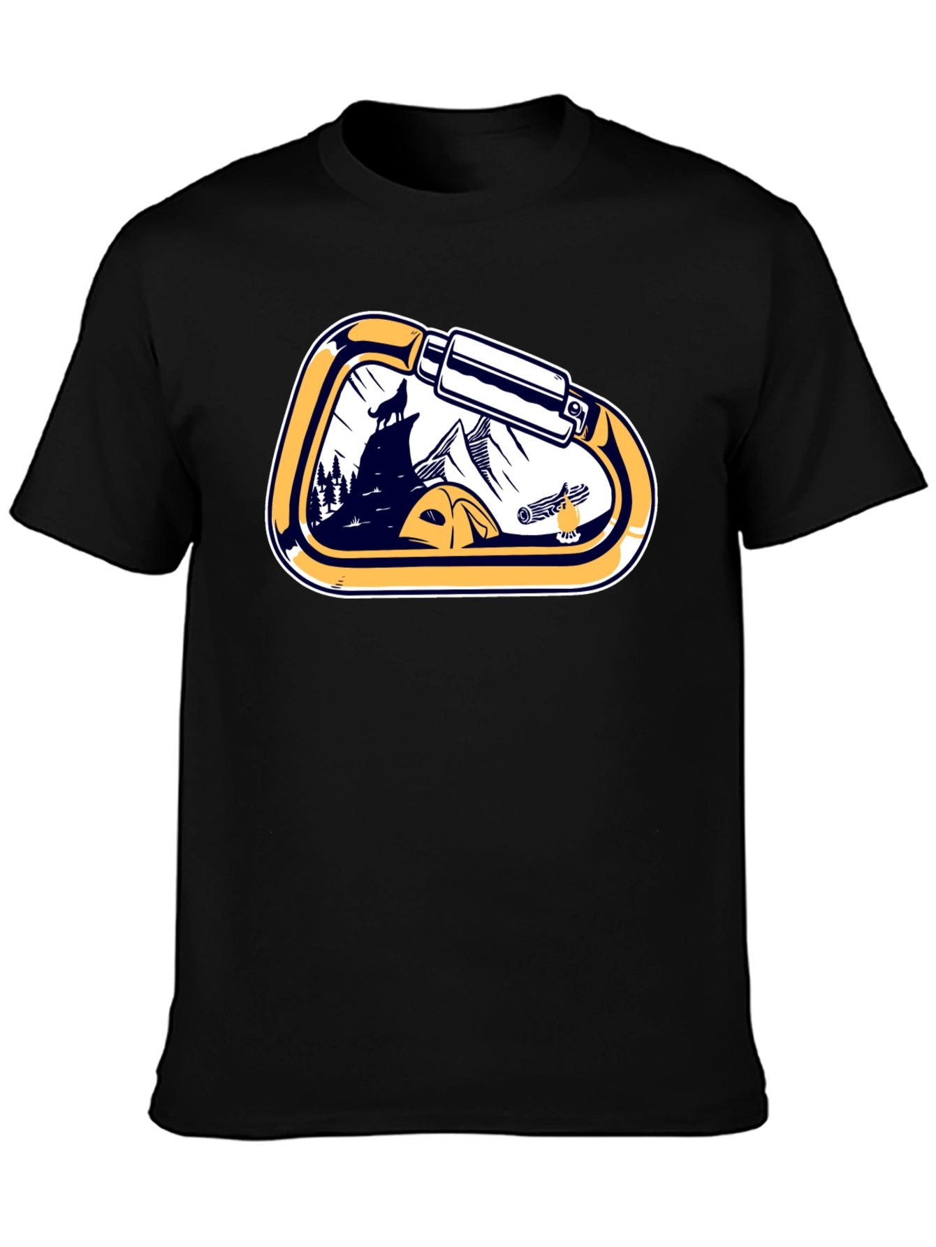 Outdoor Adventure Carabiner Camping Black T-Shirt