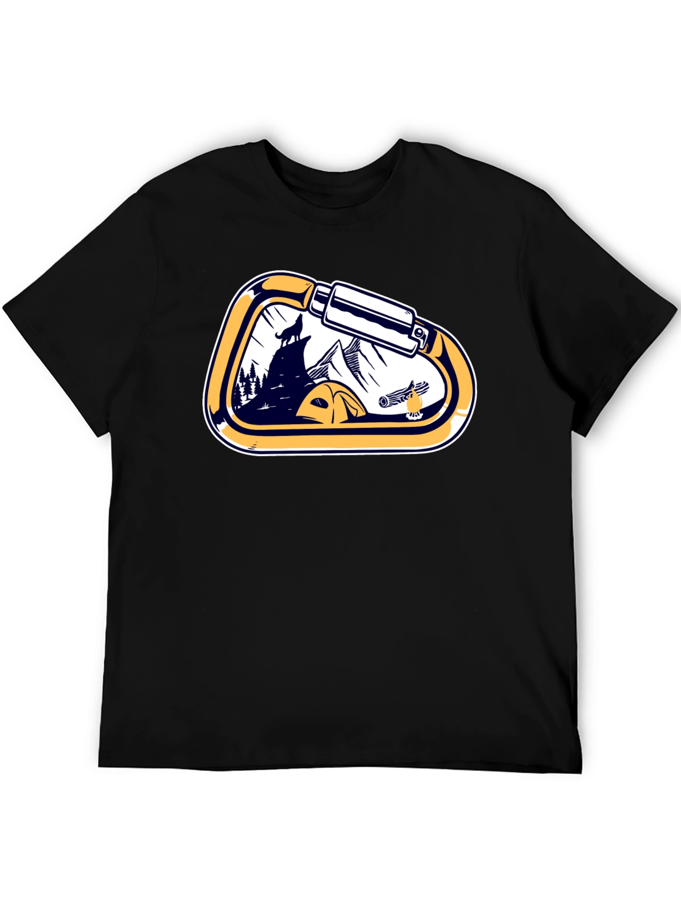 Outdoor Adventure Carabiner Camping Black T-Shirt