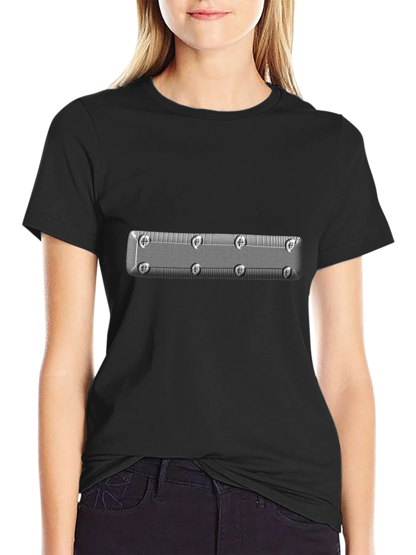 Cool Black T-Shirt with Industrial Silver Design