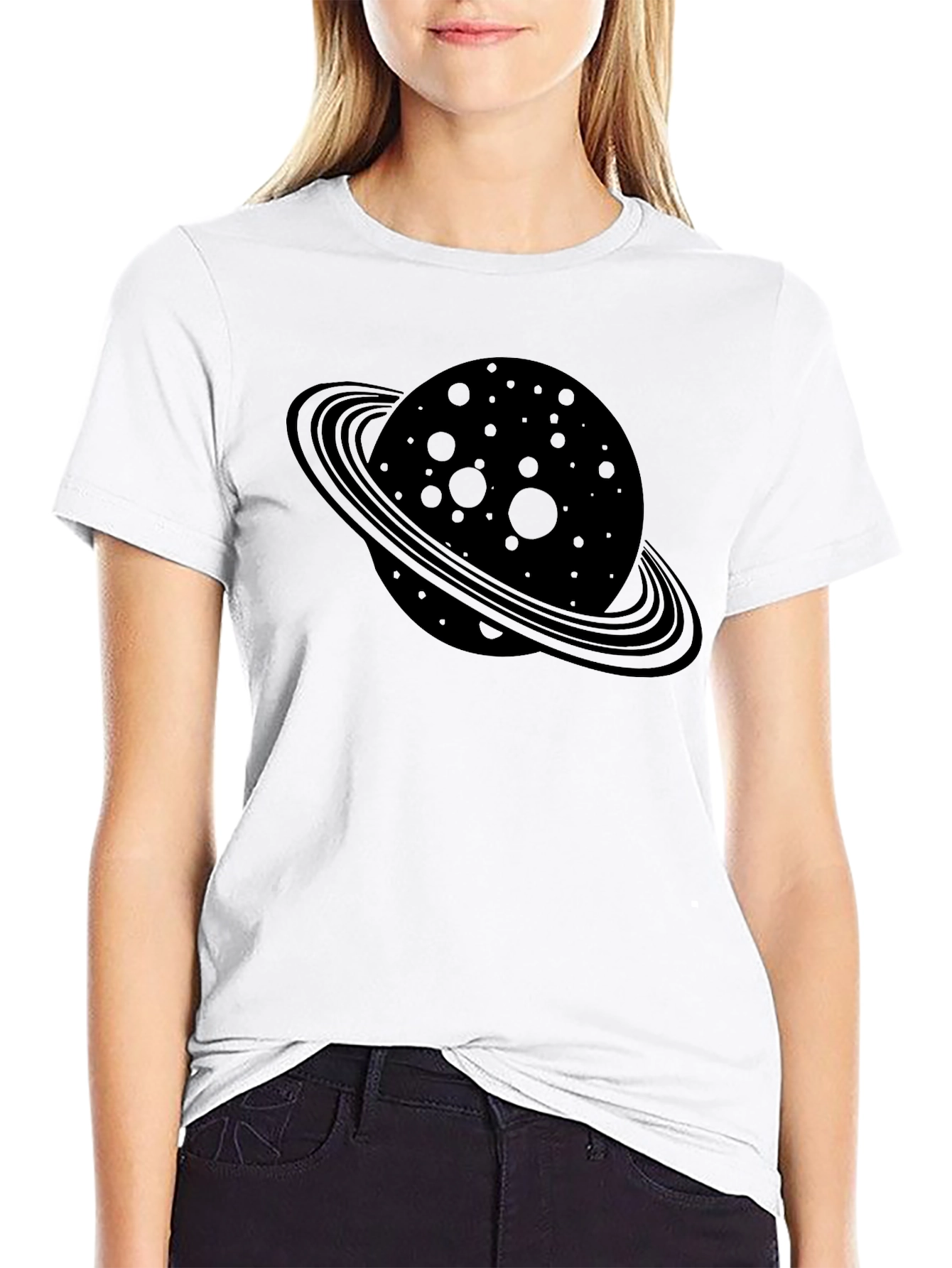 Saturn Graphic Tee - Black Cotton Blend