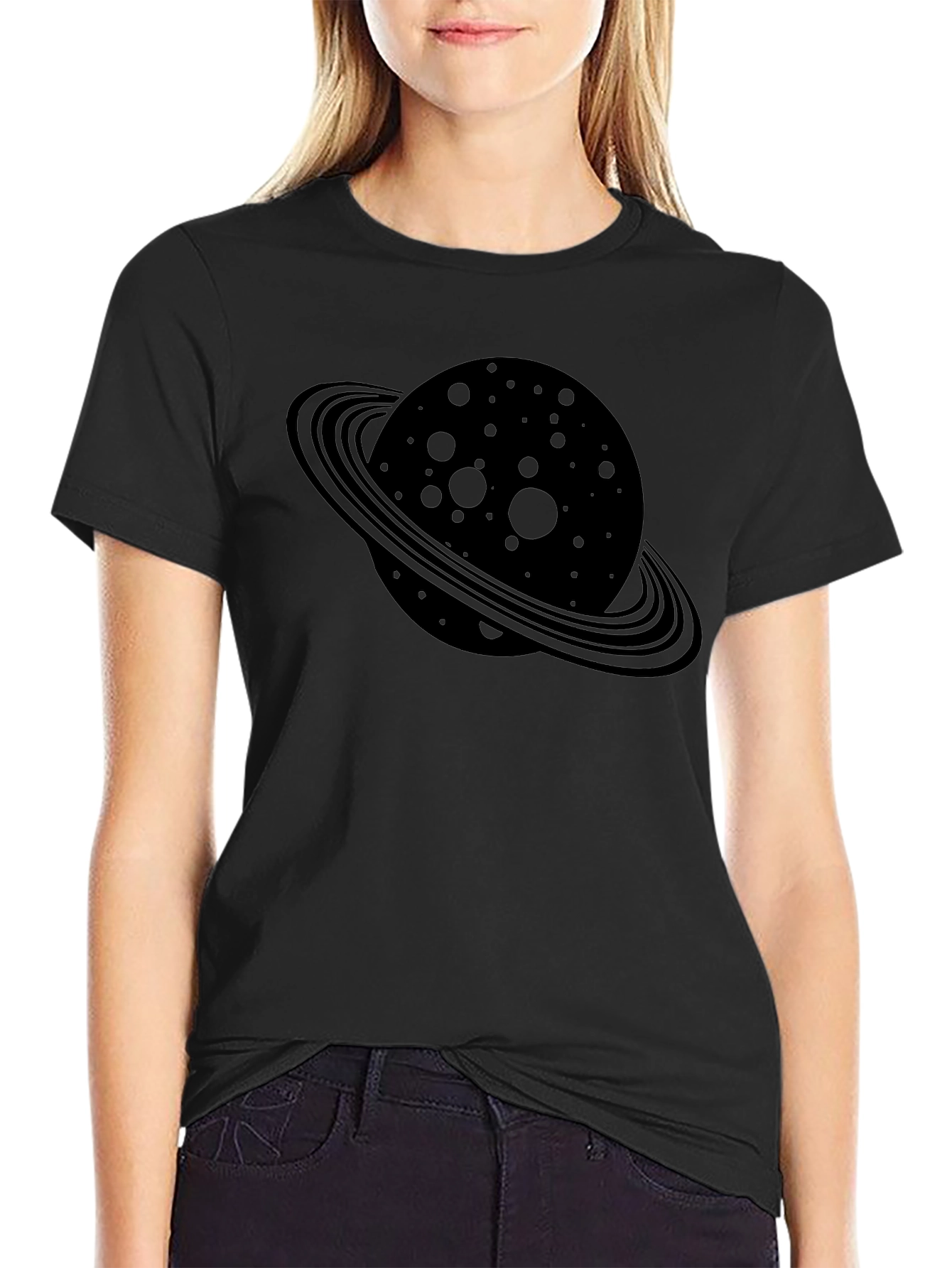 Saturn Graphic Tee - Black Cotton Blend