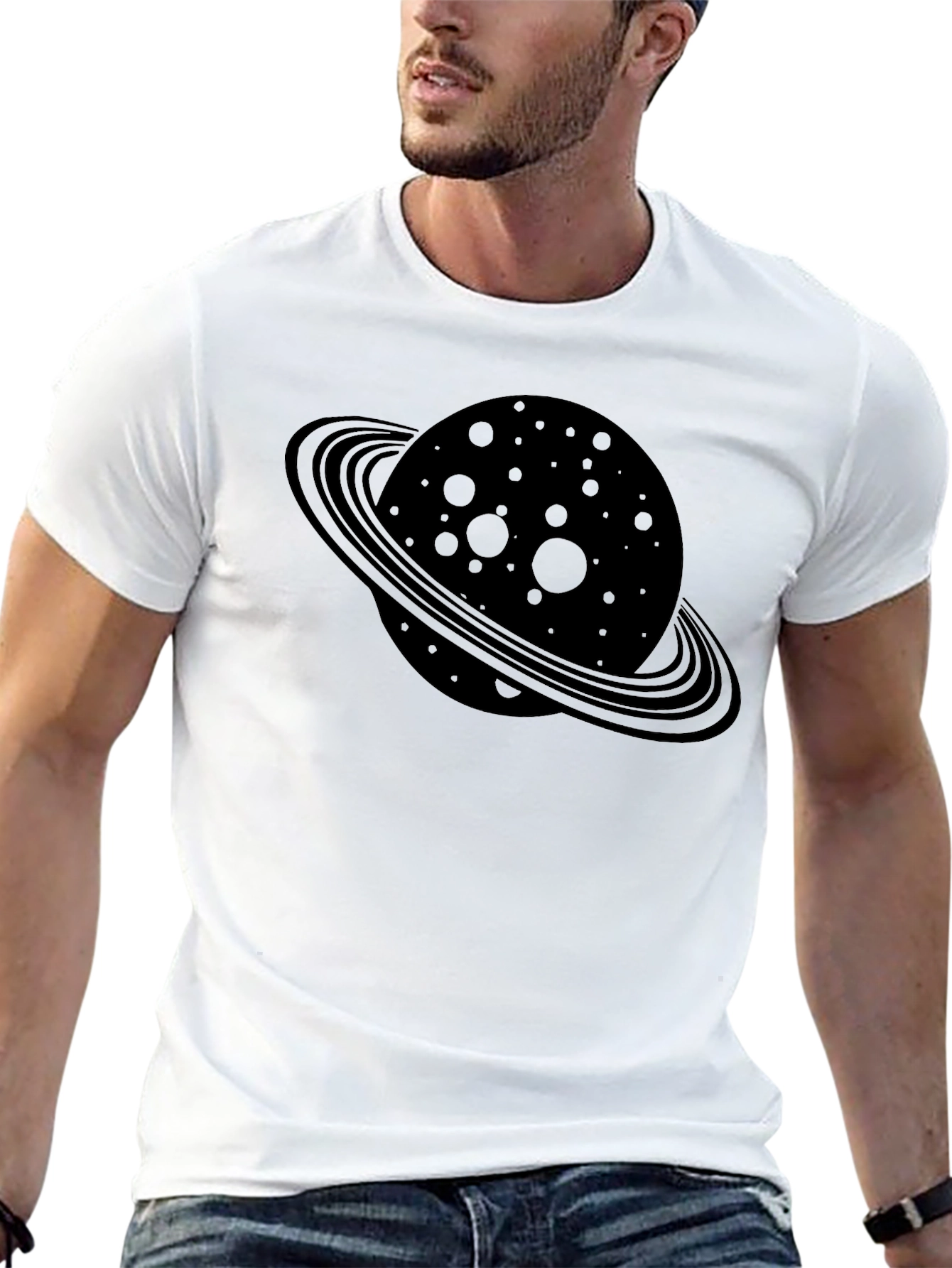 Saturn Graphic Tee - Black Cotton Blend