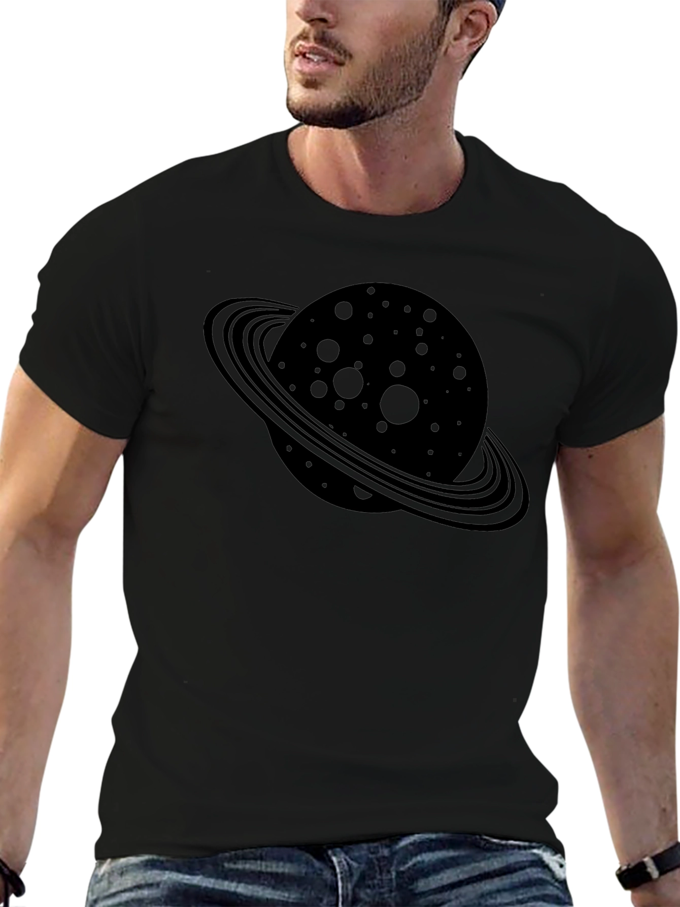 Saturn Graphic Tee - Black Cotton Blend