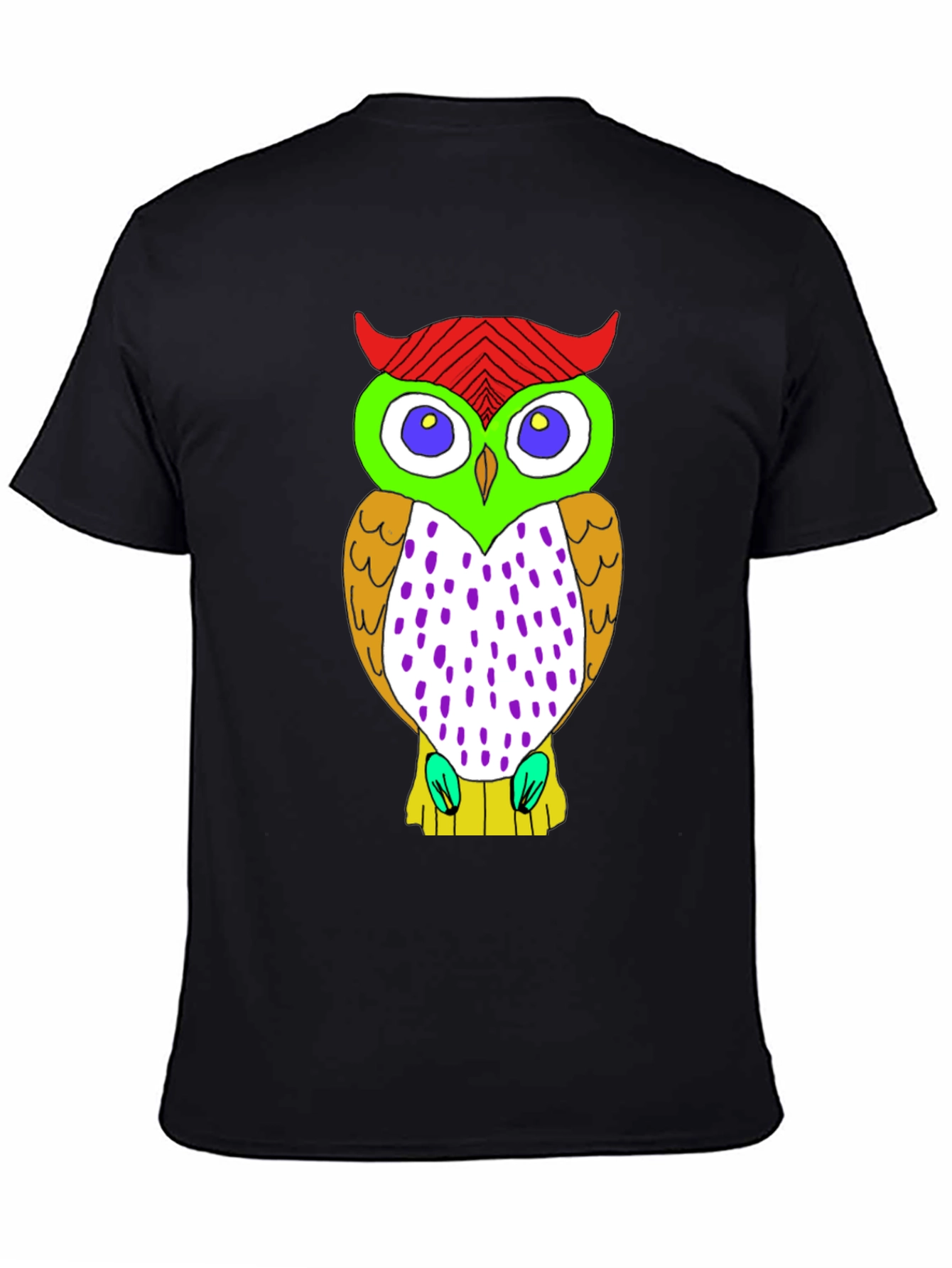 Fun Owl Graphic Print Black T-Shirt