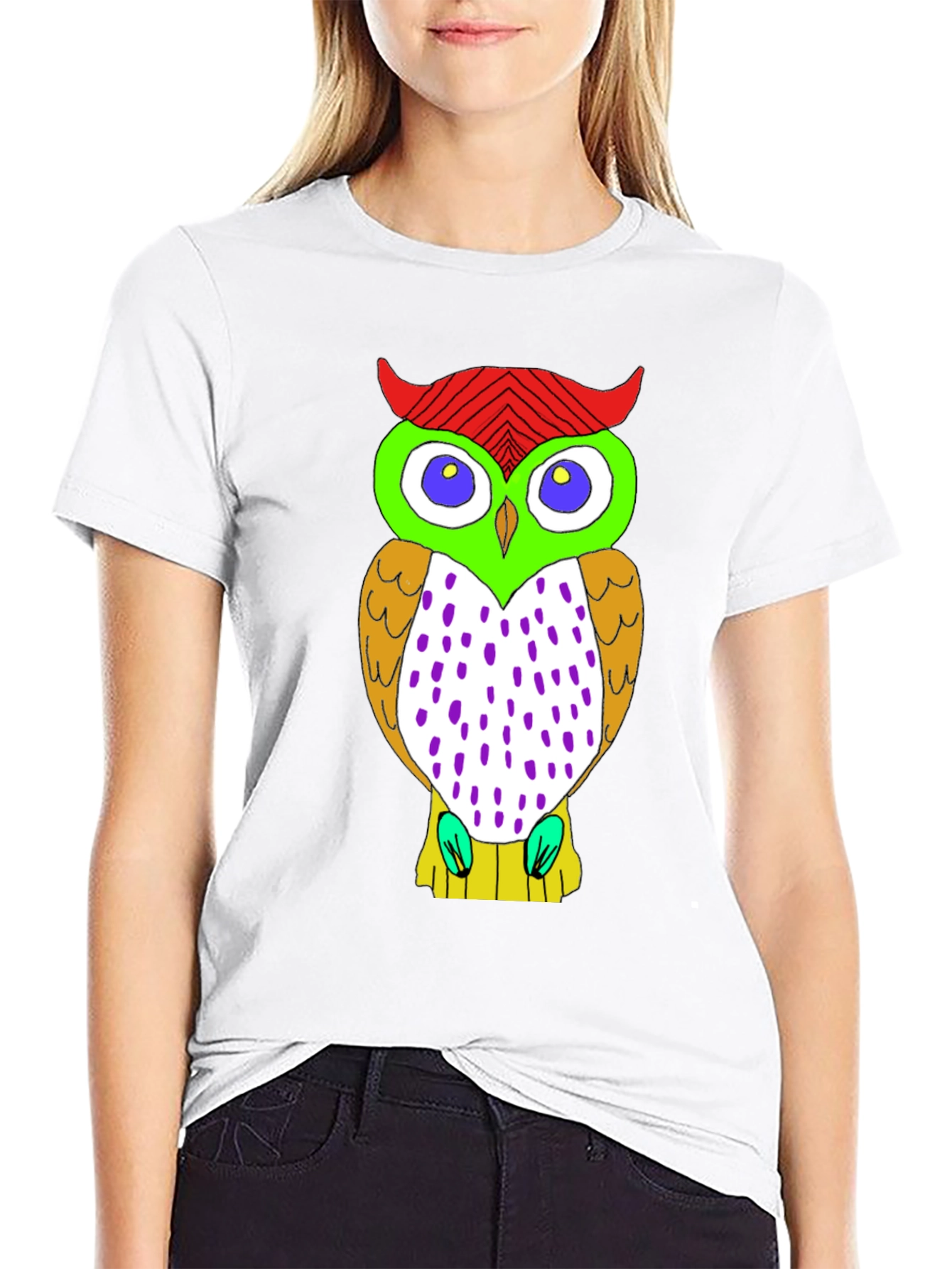 Fun Owl Graphic Print Black T-Shirt