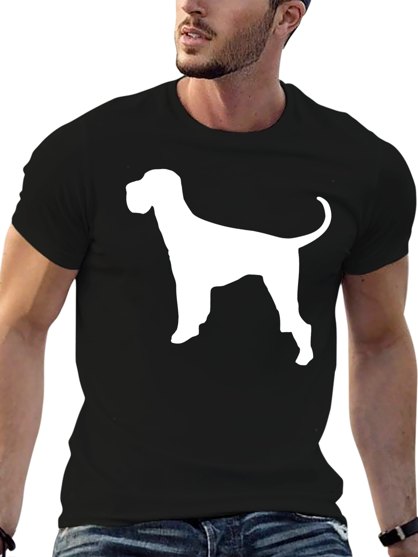 Dog Silhouette Graphic Tee - Black