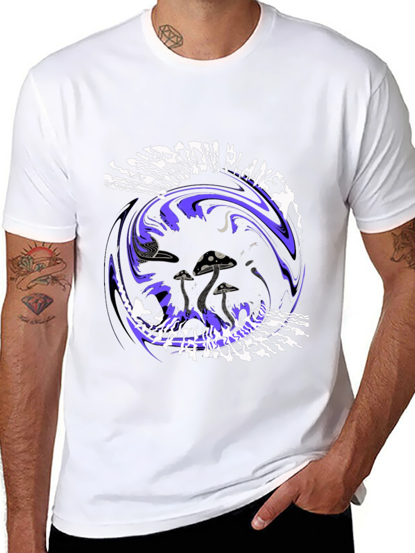 Mushroom Planet Graphic Tee - Black Crew Neck T-Shirt