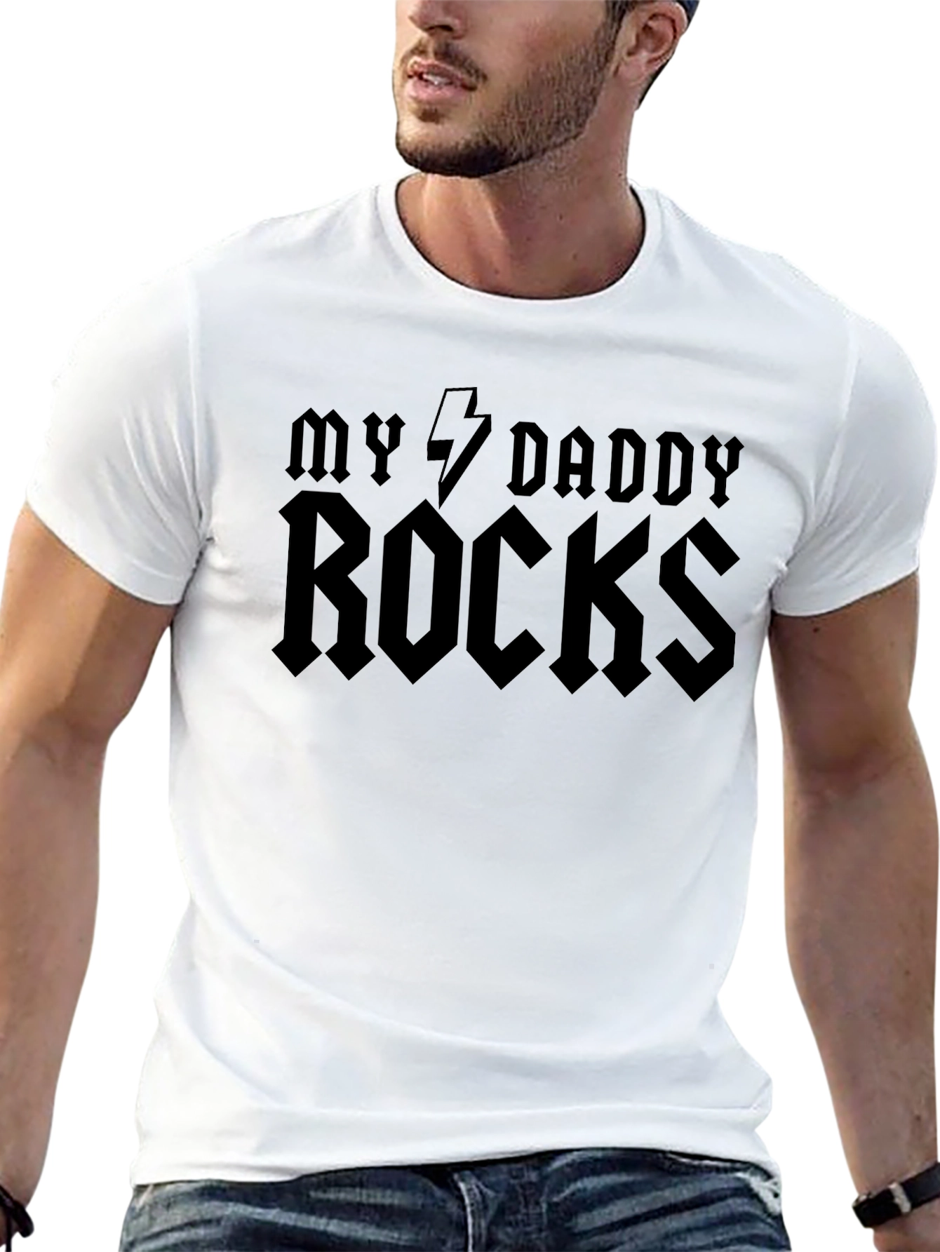 My Daddy Rocks Graphic Tee - Cool Dad T-Shirt