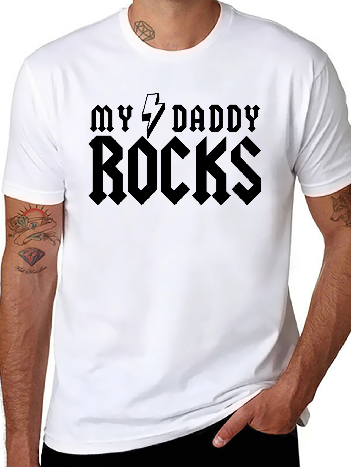 My Daddy Rocks Graphic Tee - Cool Dad T-Shirt
