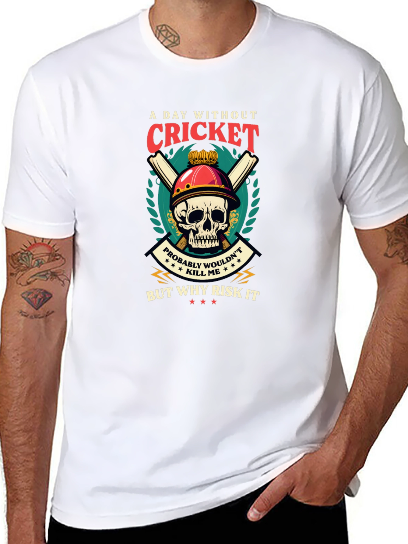 Cricket Skull Graphic T-Shirt