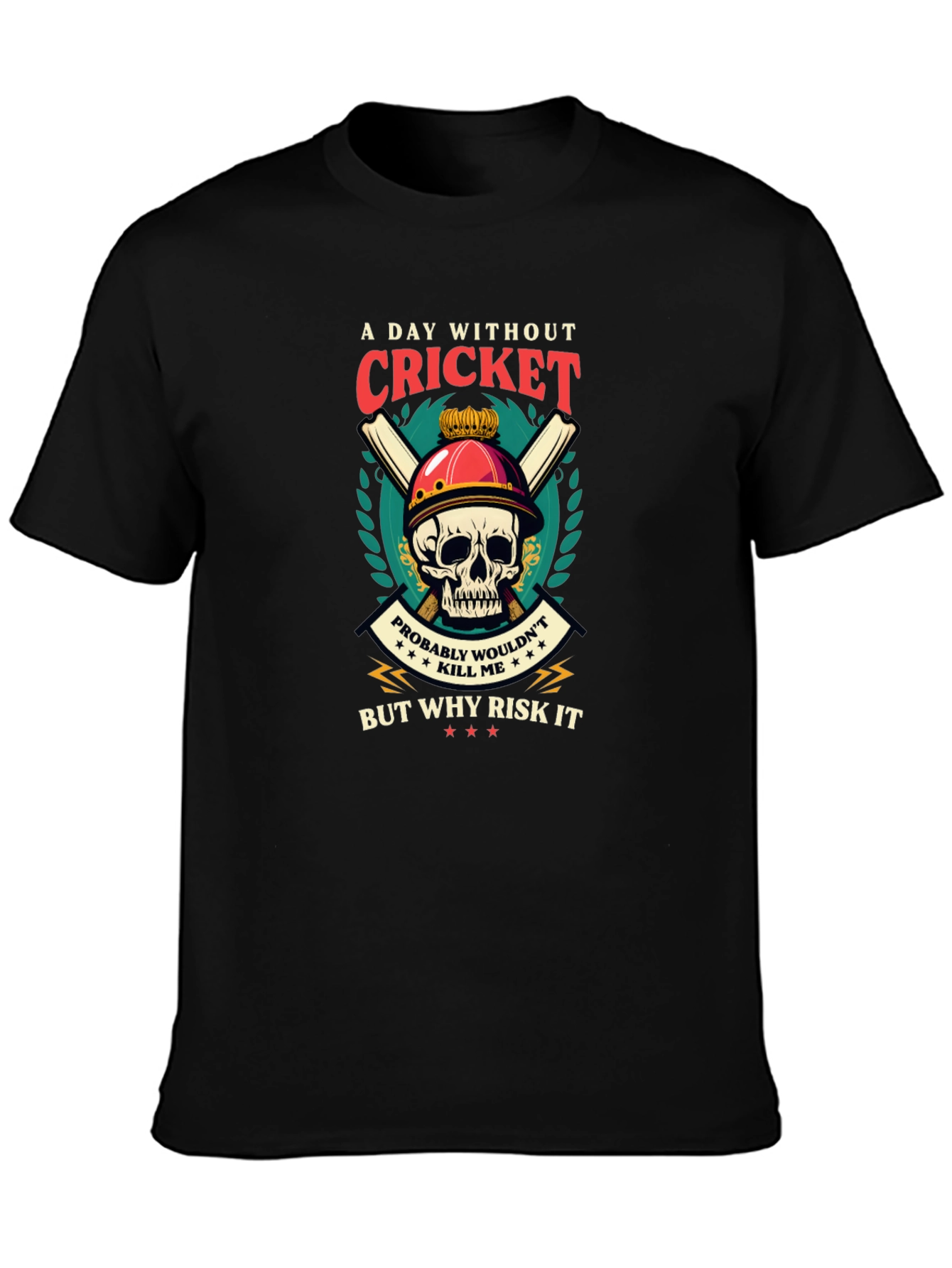 Cricket Skull Graphic T-Shirt