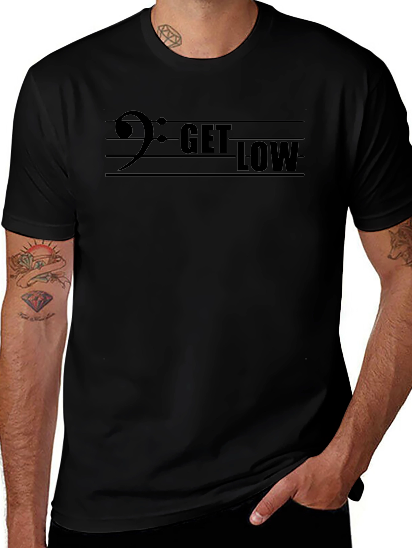 Get Low Bass Clef Graphic Tee - Black
