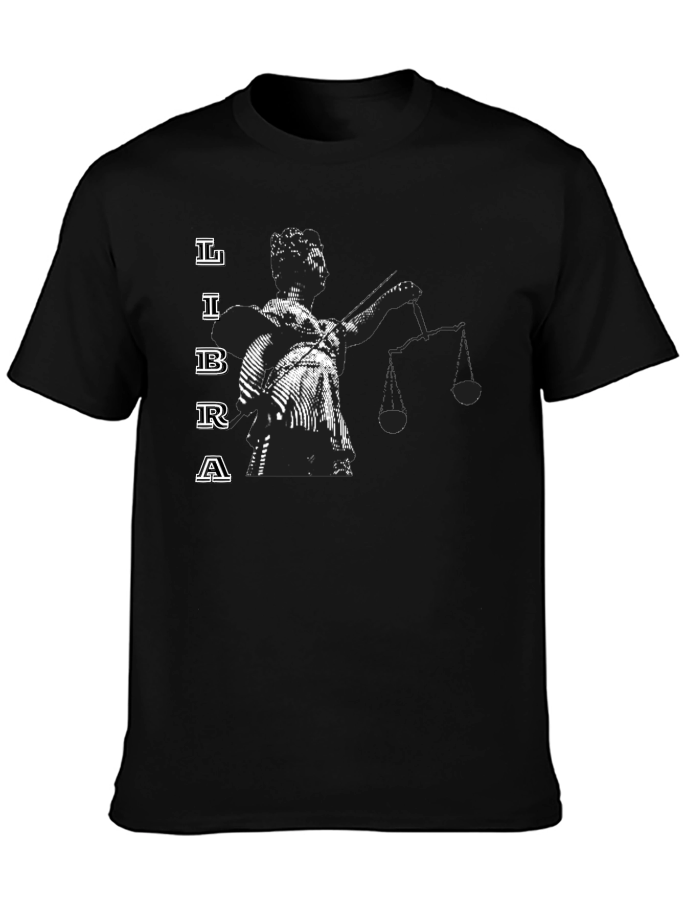 Libra Zodiac Graphic T-Shirt - Black