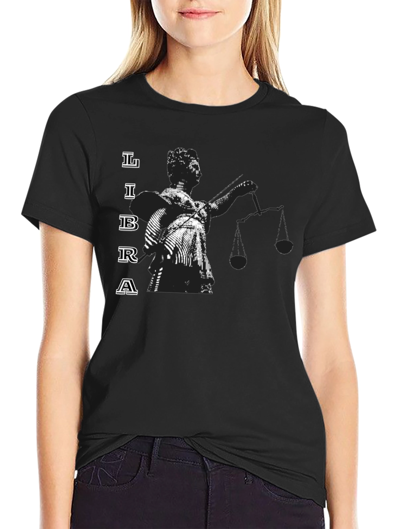 Libra Zodiac Graphic T-Shirt - Black