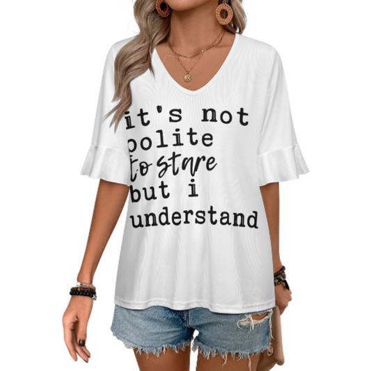 It’s Not Polite To Stare Graphic Tee, Funny Attitude Quote Shirt, Trendy Minimal Statement Top, Casual Viral Fashion Tee(z608)