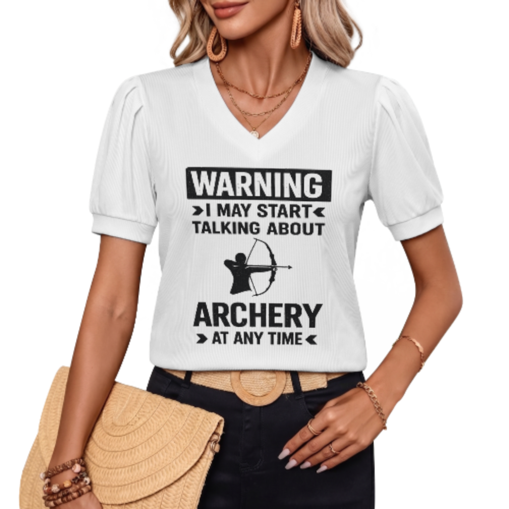 Funny Archery Graphic Tee, Warning I May Start Talking About Archery Shirt, Archer Lover T-Shirt, Bow Hunting Humor Apparel, Casual Sports Graphic Top(z593)