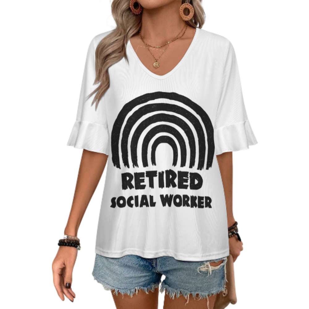 Retired Social Worker Rainbow Graphic Tee, Inspirational Retirement Shirt, Social Work Appreciation Gift, Cozy Casual Boho Style Top(z606)