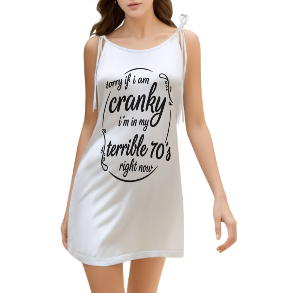 Funny Terrible 70’s Graphic Night Dress, Cranky Humor Sleep Dress for Women, Retro Quote Lounge Dress, Oversized Funny Birthday Gift Nightwear(z588)