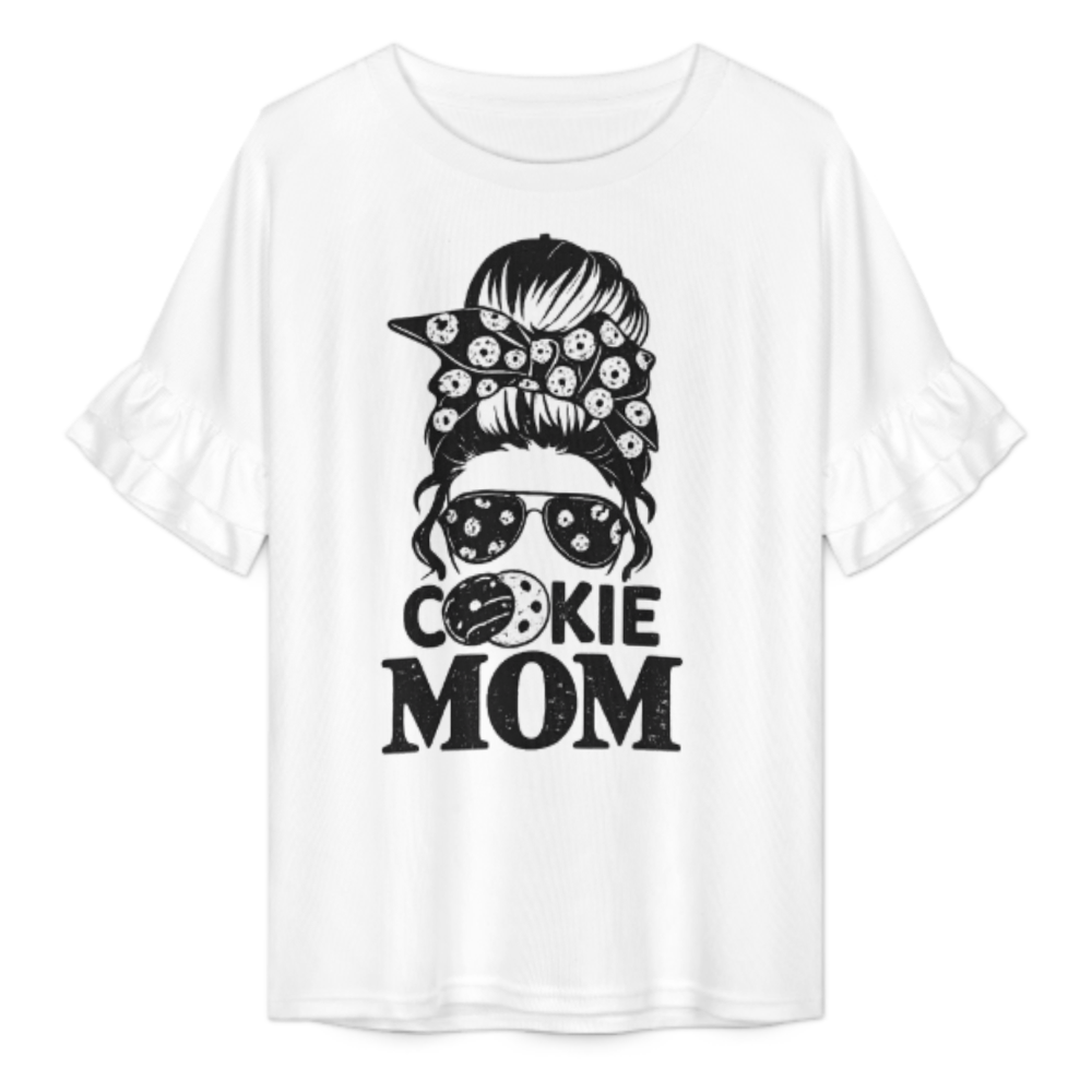 Cookie Mom Graphic Tee, Funny Baking Lover Shirt, Retro Messy Bun Mom T-Shirt, Cute Dessert Lover Apparel, Casual Mom Life Graphic Top, Cozy Bakery Inspired Fashion Tee(z619)