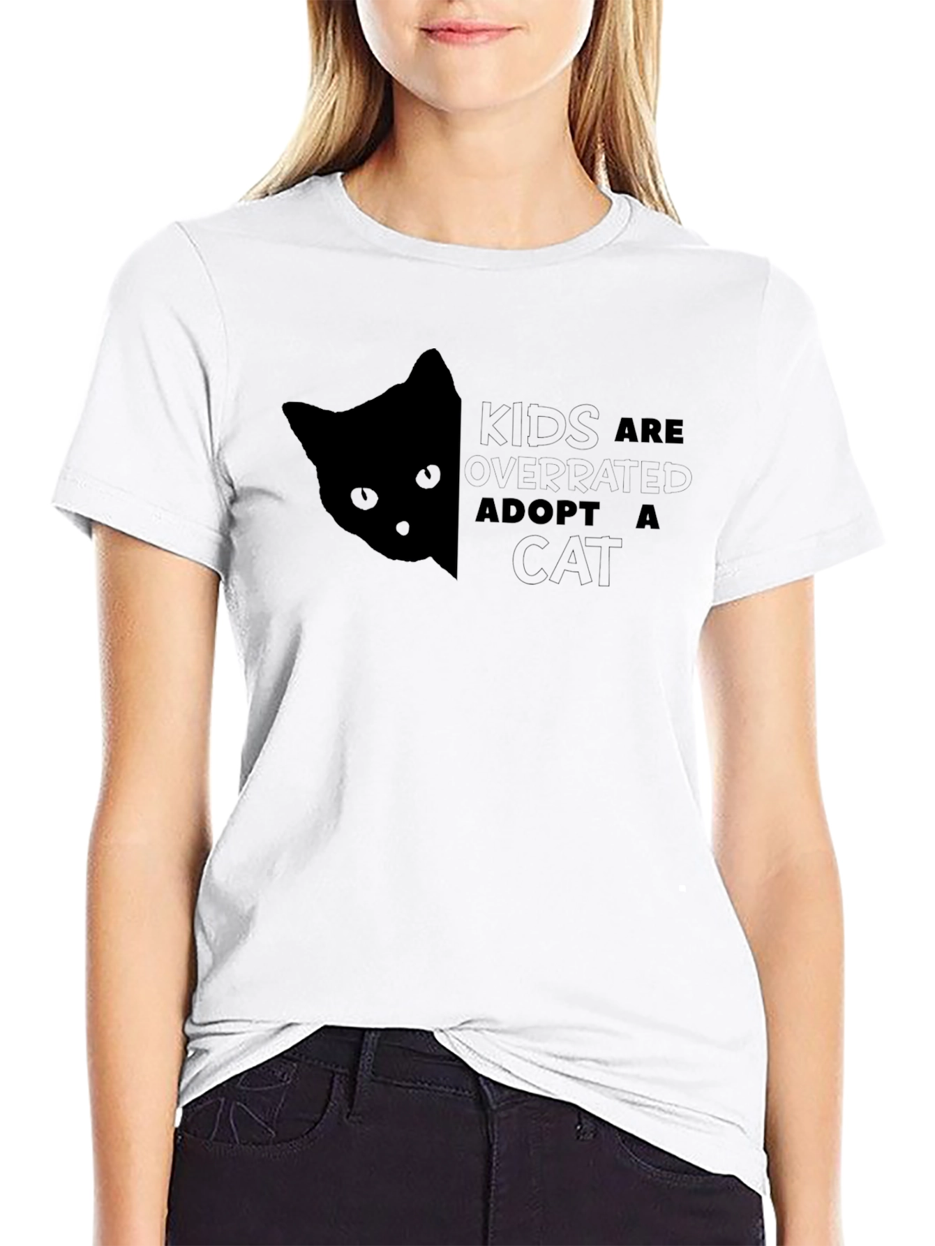 Adopt a Cat Graphic Tee - Kids are Overrated!
