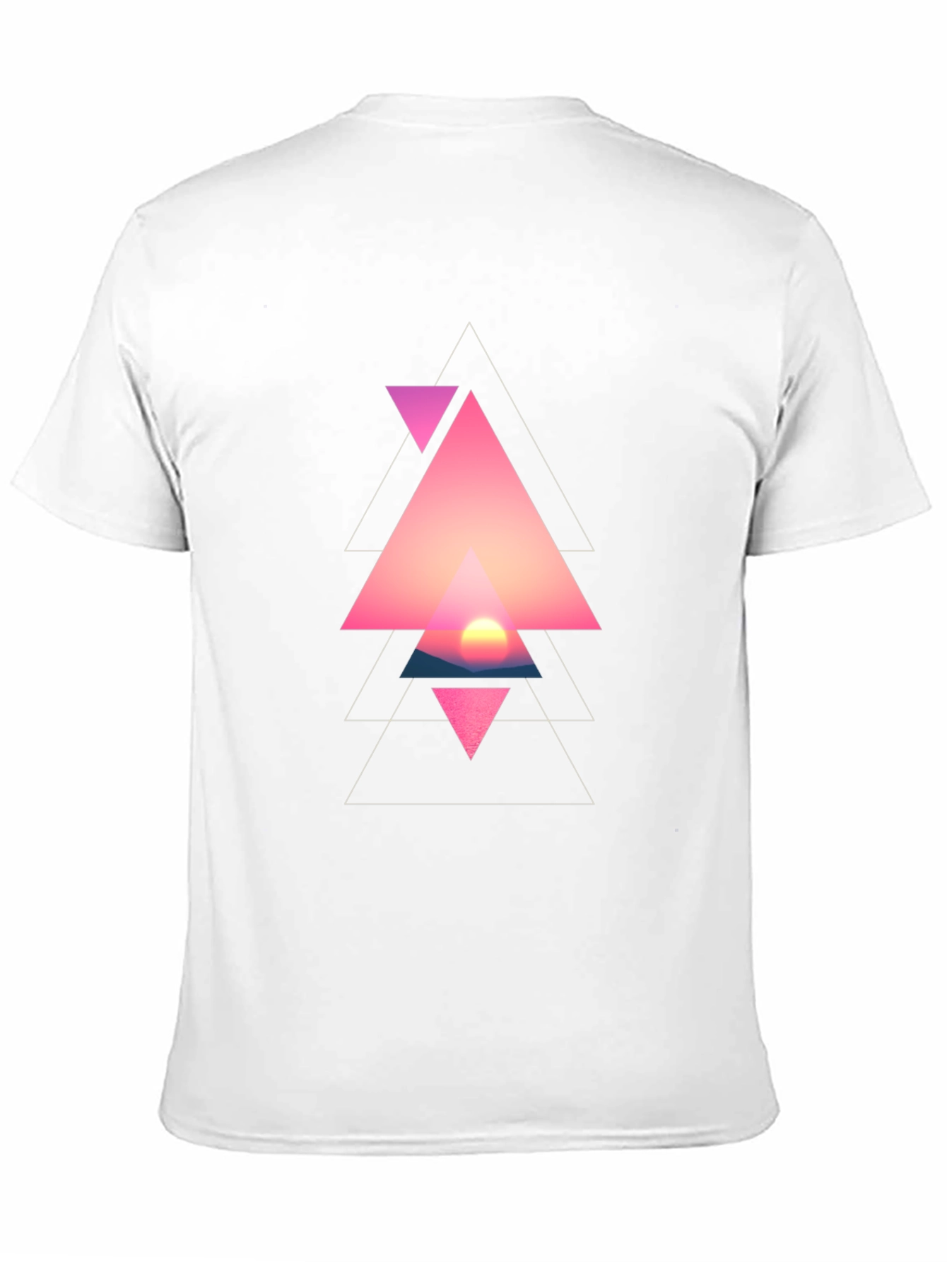 Geometric Sunset Triangle Graphic Black T-Shirt