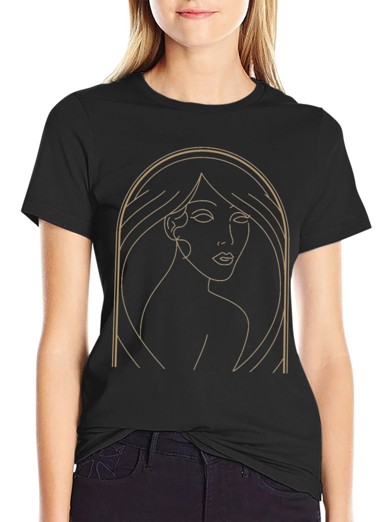 Minimalist Woman Line Art Graphic T-Shirt