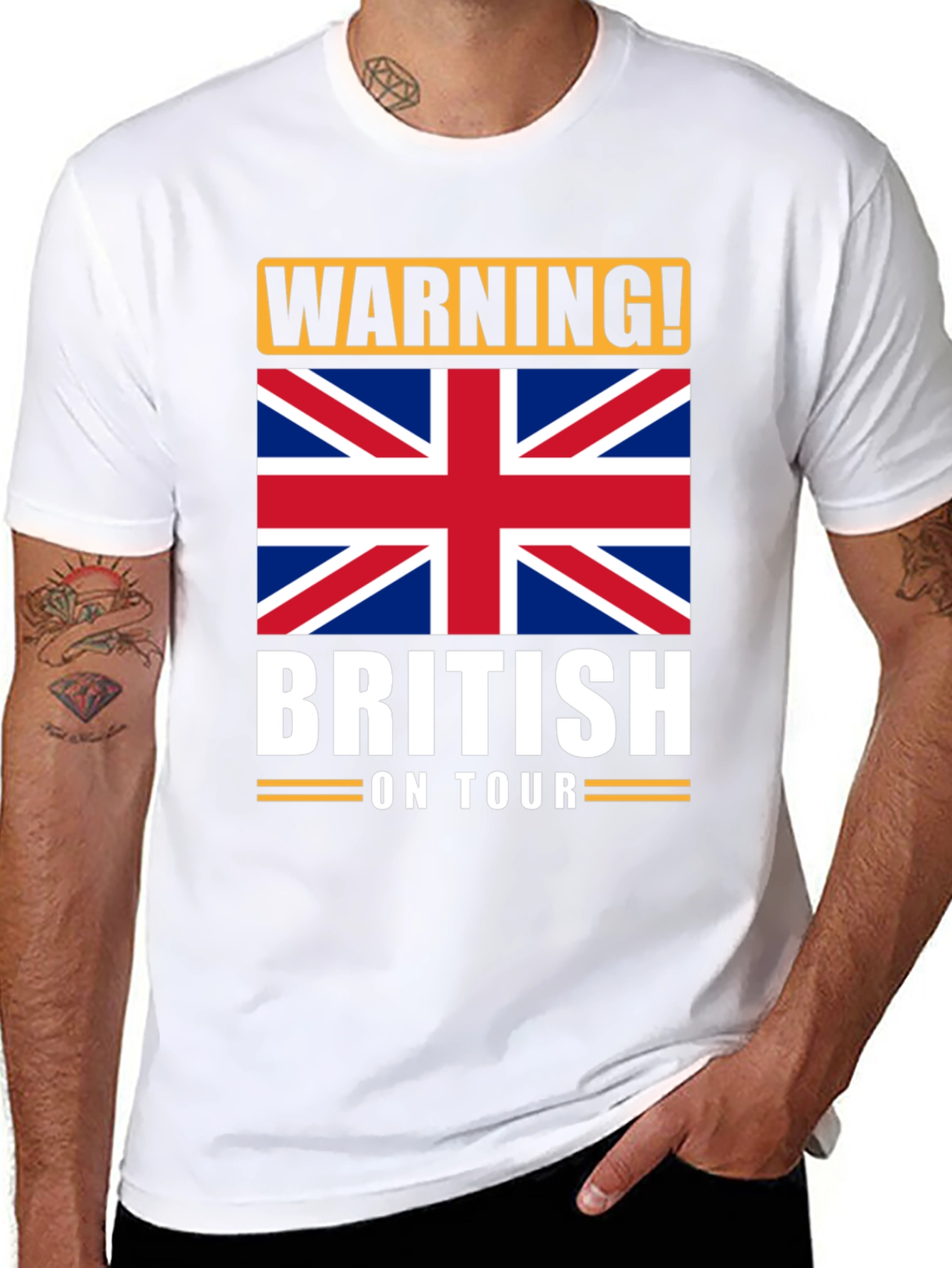 Warning! British On Tour Graphic T-Shirt