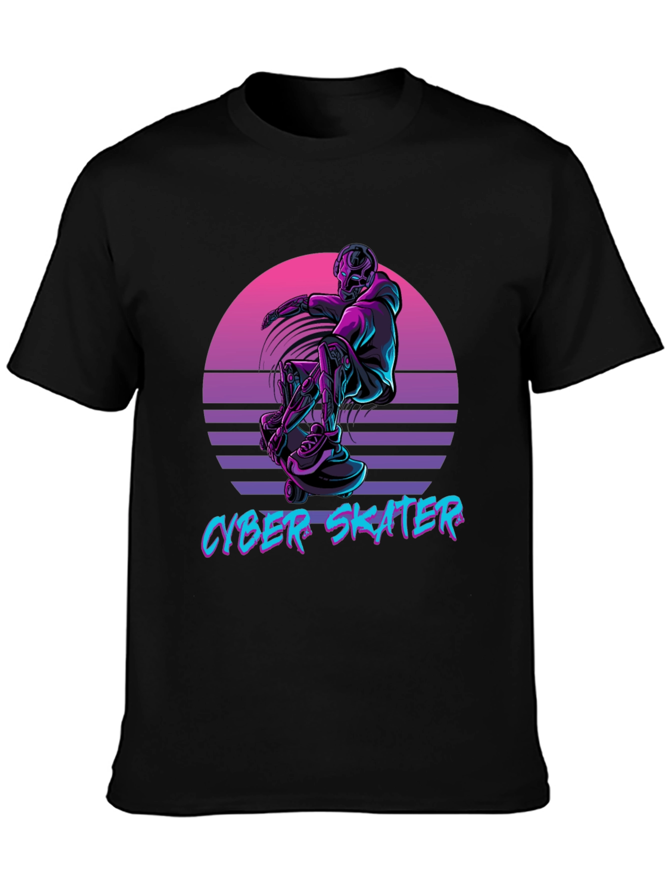 Cyber Skater Black T-Shirt Vaporwave Design