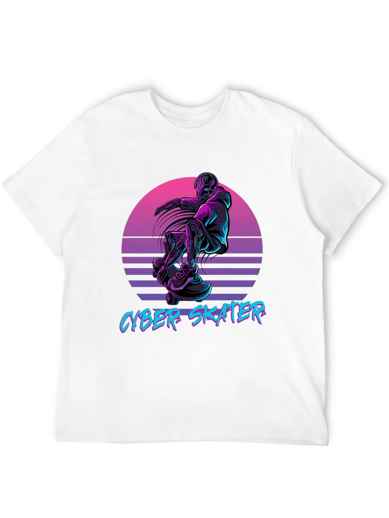 Cyber Skater Black T-Shirt Vaporwave Design