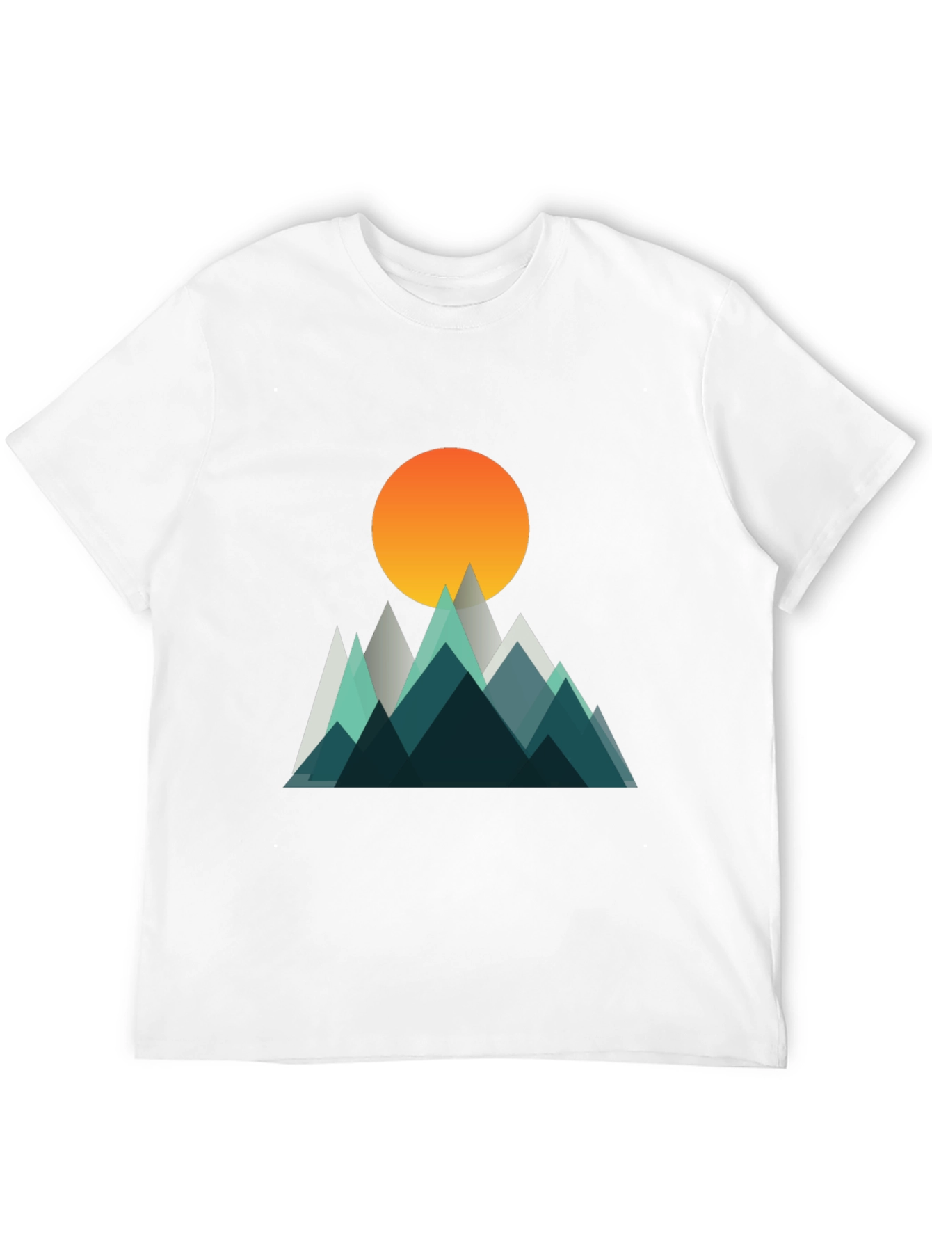 Geometric Mountain Sunset Graphic T-Shirt