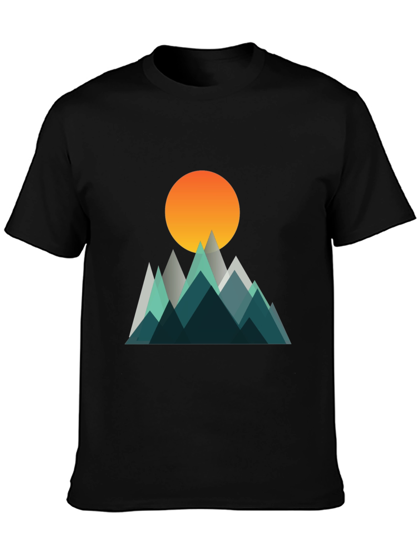 Geometric Mountain Sunset Graphic T-Shirt
