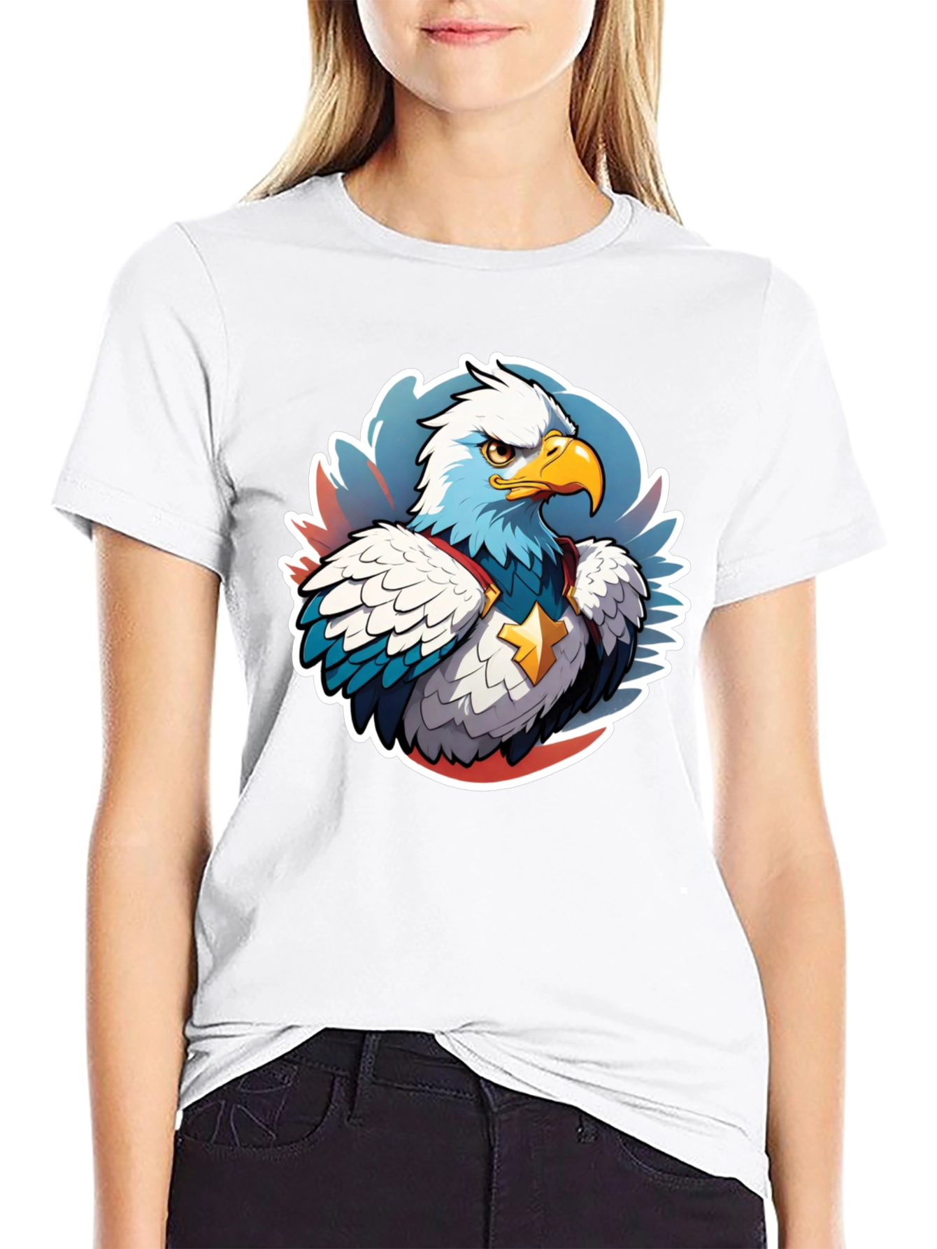 Patriotic Eagle Graphic Tee - Black