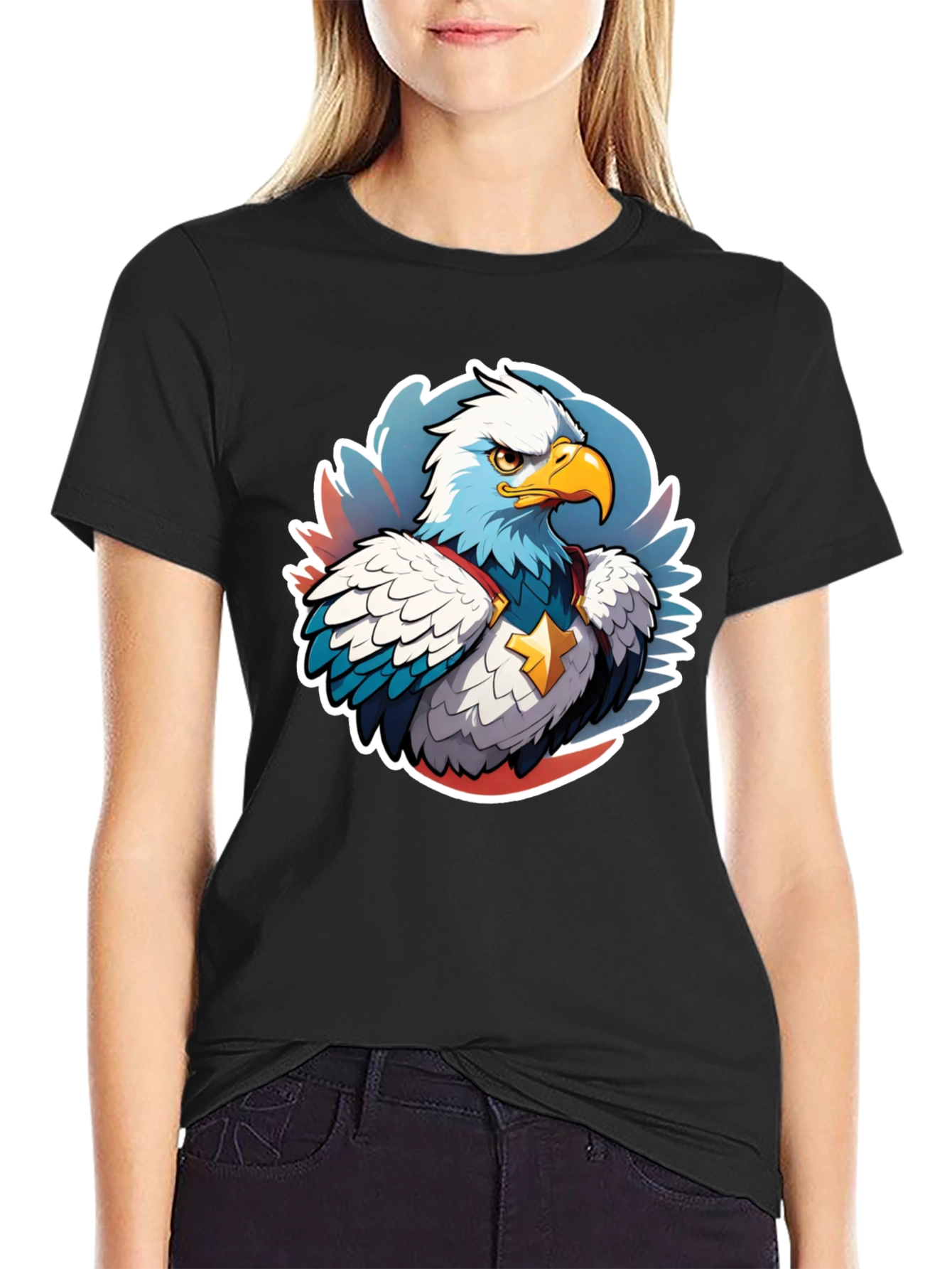 Patriotic Eagle Graphic Tee - Black