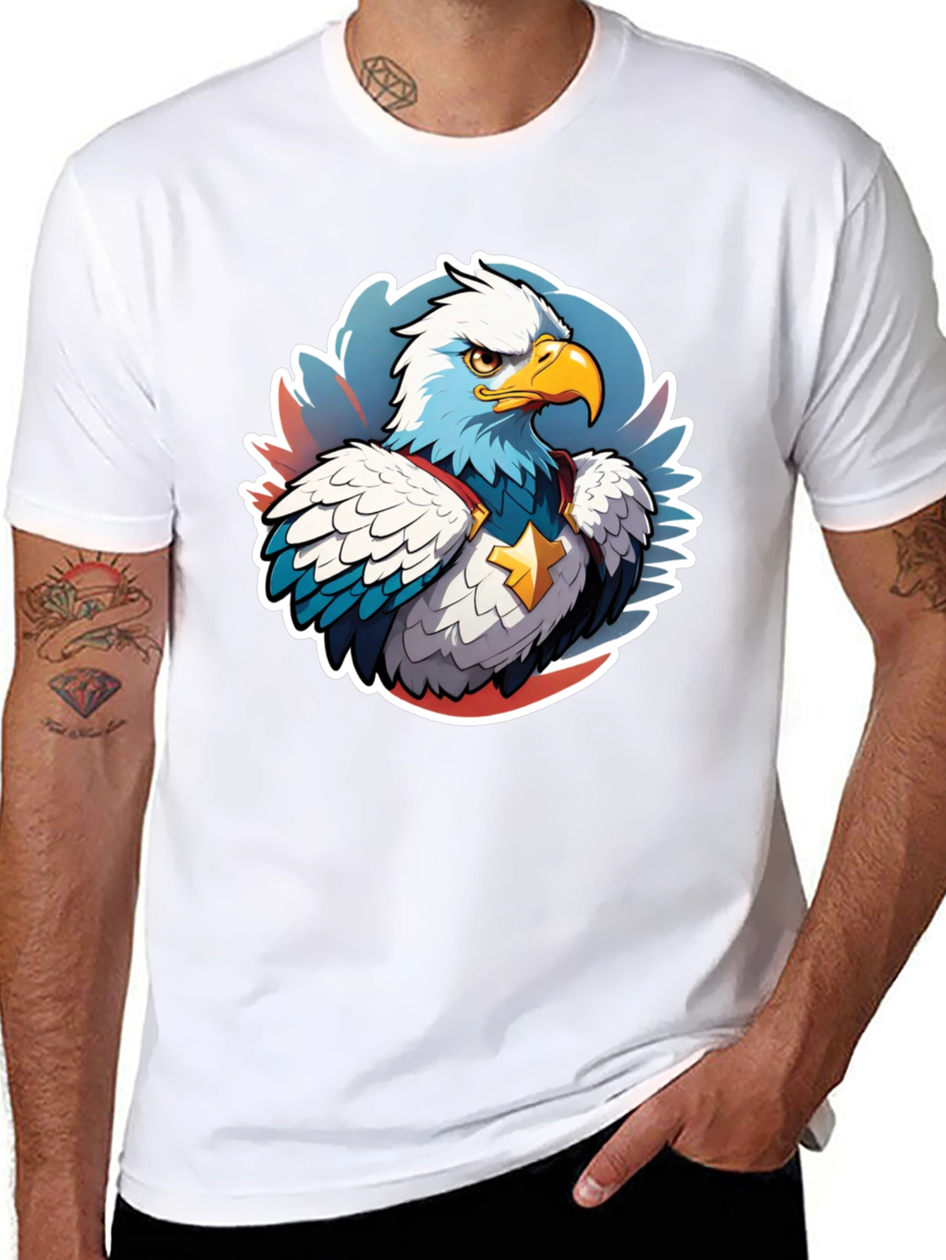 Patriotic Eagle Graphic Tee - Black