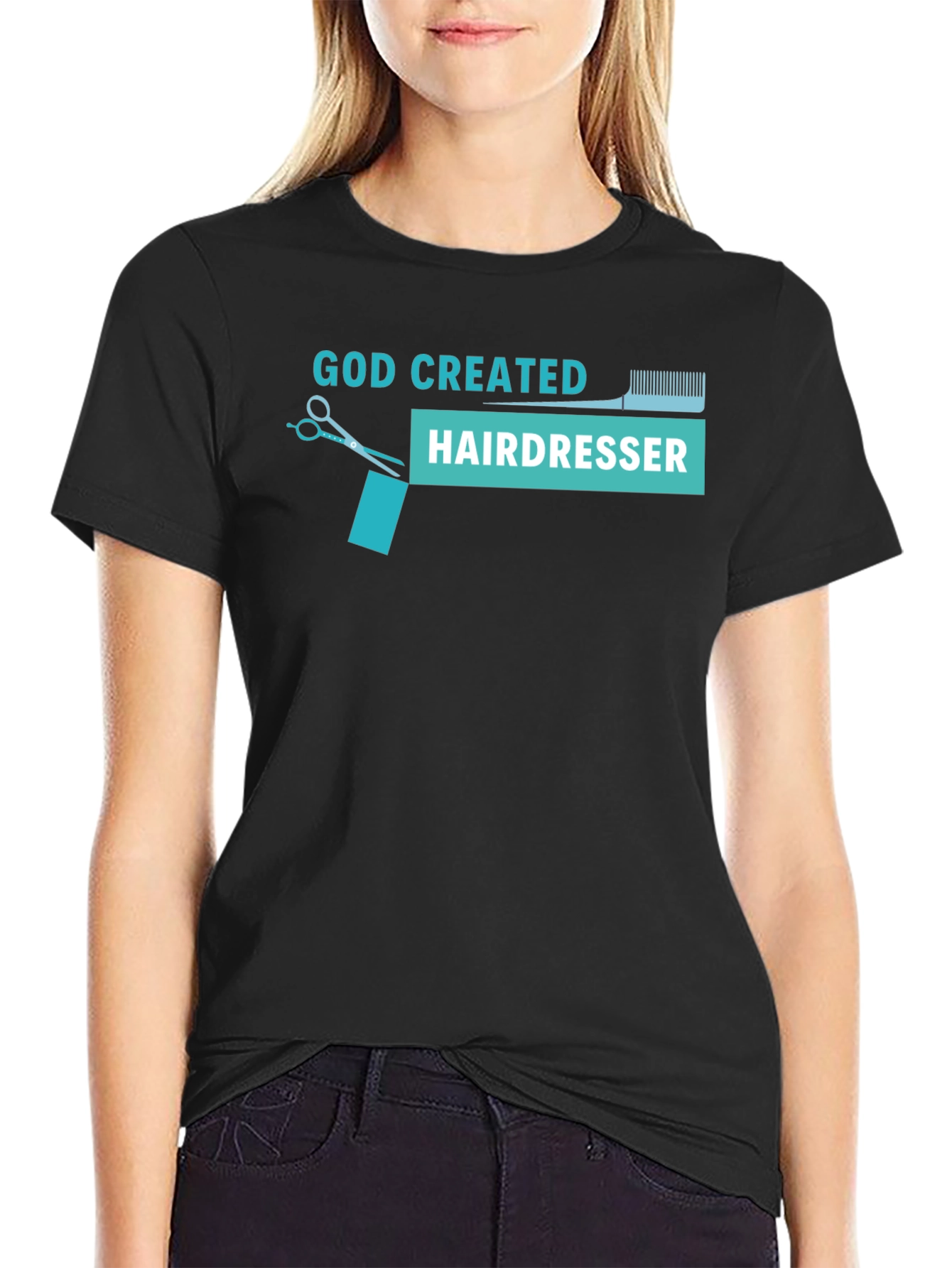 God Created Hairdresser T-Shirt - Black